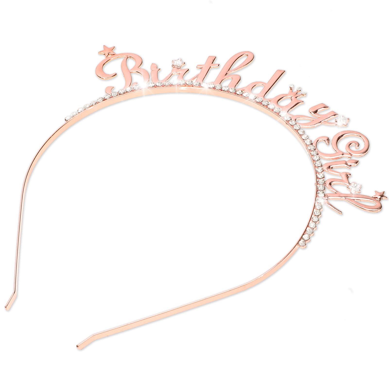 Zayvor Rose Gold Birthday Girl Headband - Rhinestone Tiara Crown for Women & Girls, Birthday Party Hair Accessories, Metal Head Hoop - Perfect for Birthday Celebrations, Bridal Showers & Special Events