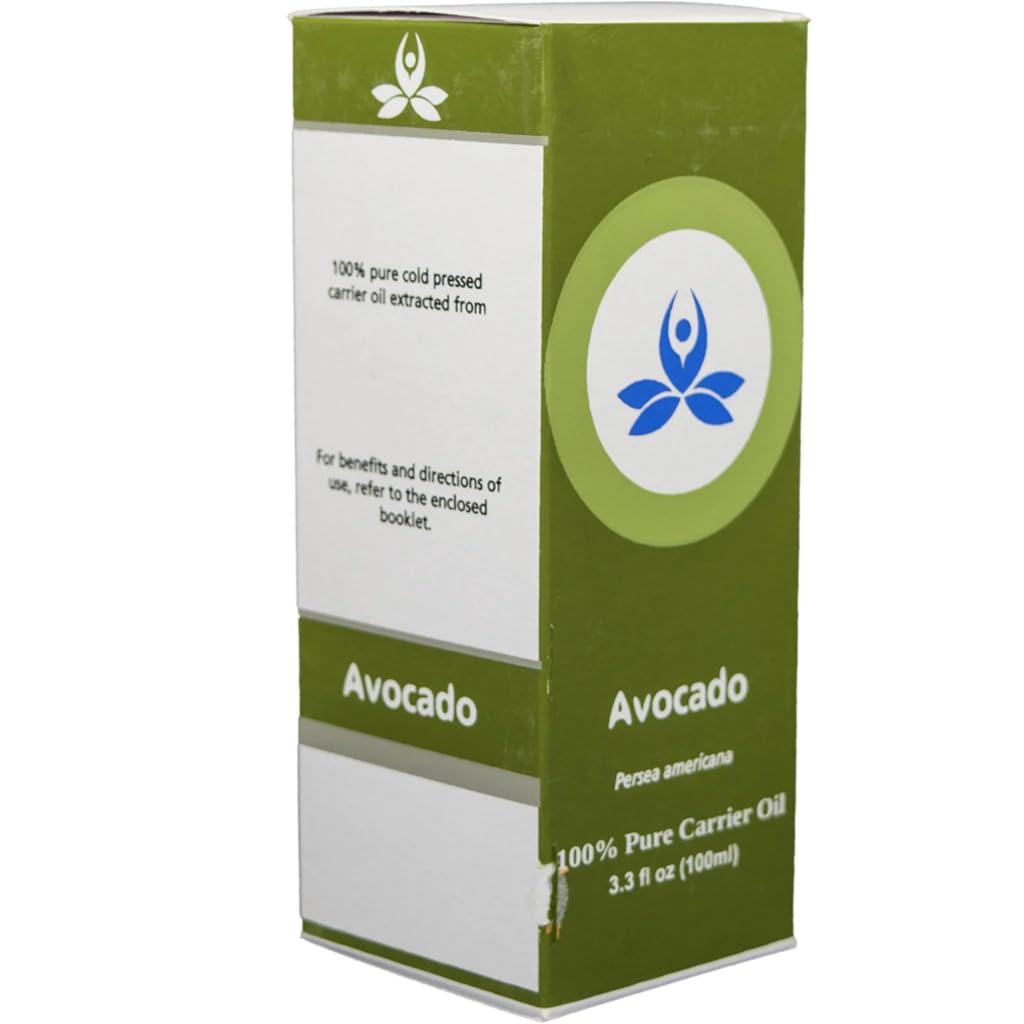 Pure Organic Avocado Carrier Oil for Skin & Hair Care - Cold Pressed, Unrefined, Natural Moisturizer for Massage, Aromatherapy & DIY Beauty Recipes