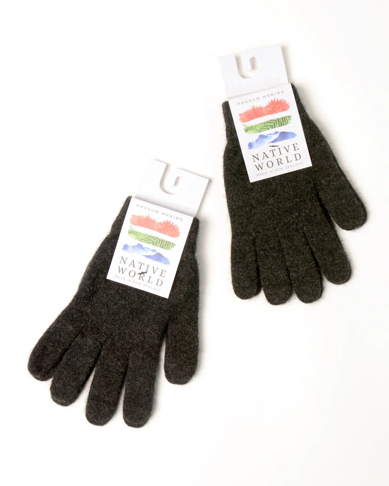 Charcoal Plain Gloves - Possum Merino Wool Blend NX100 - Warm Winter Gloves for Outdoor Activities, Hiking & Skiing