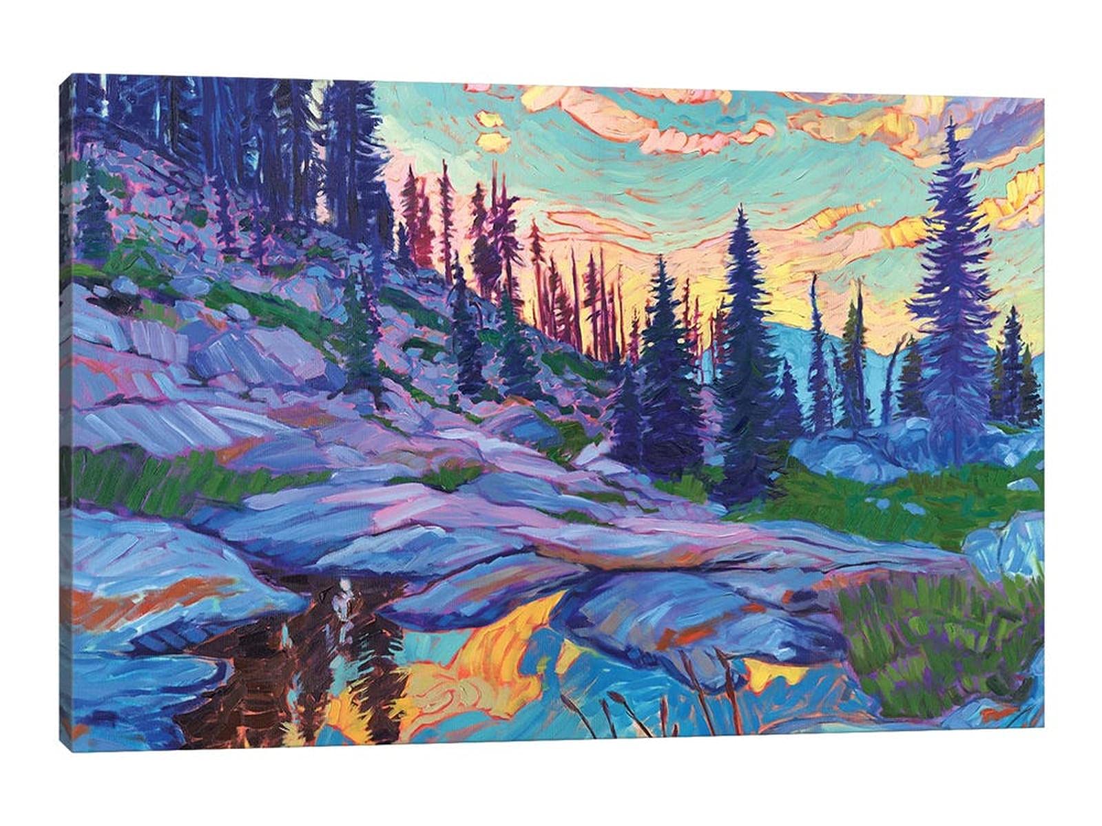 TIMUBA Mountain Canvas Wall Art - Abstract Landscape Nature Painting, Forest Wall Decor for Living Room, Bedroom & Office (28x40 Inches) - Perfect for Modern Home & Cabin Decor