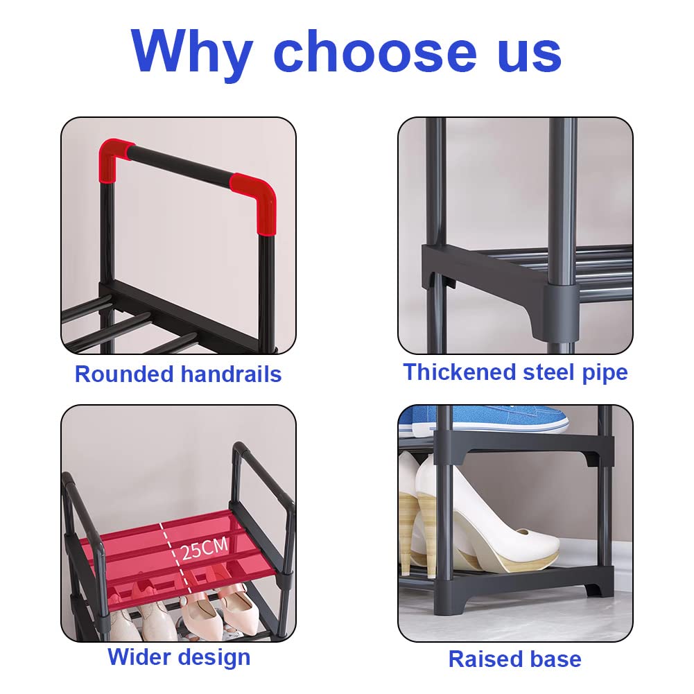 Compact 3-Tier Metal Shoe Rack for Small Spaces - Narrow Shoe Storage Organizer with Sturdy Design for Closet, Entryway, Hallway & Living Room - Perfect for Apartments, Dorms and Tight Spaces