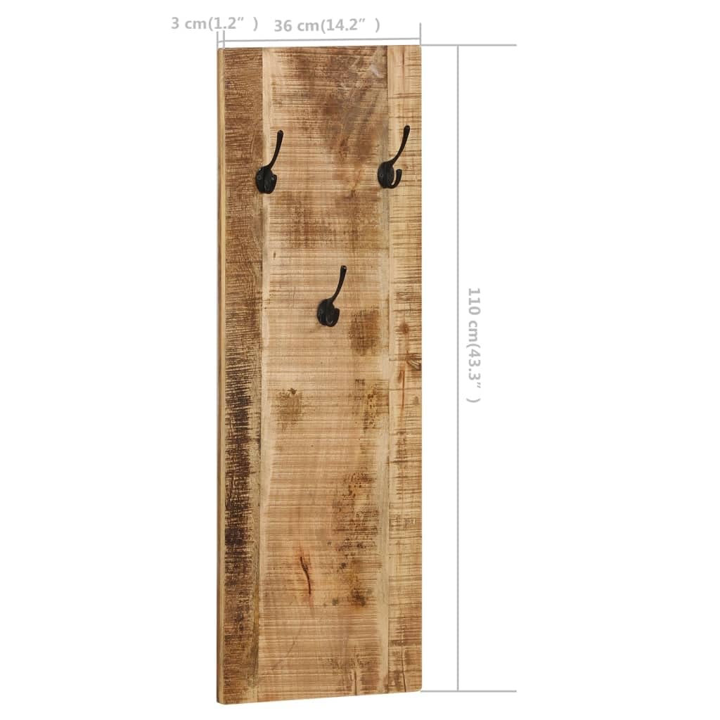 2-Pack Solid Mango Wood Wall-Mounted Coat Rack - 14.2