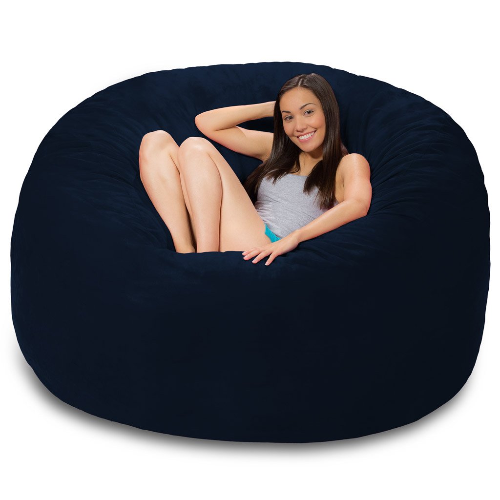 Comfy Sacks Memory Foam Bean Bag Chair - Navy Blue Microsuede Oversized Lounger for Adults & Teens | Perfect for Gaming, Movie Nights & Dorm Rooms
