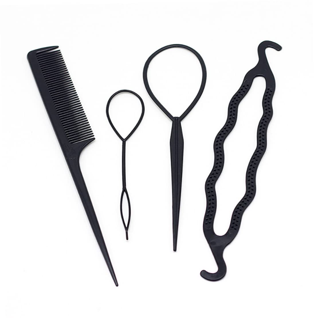 4PCS Professional Hair Styling Tool Set - Hair Braiding Accessories, Ponytail Maker & Hair Bun Kit for All Hair Types - Perfect for Home, Salon & Travel Styling