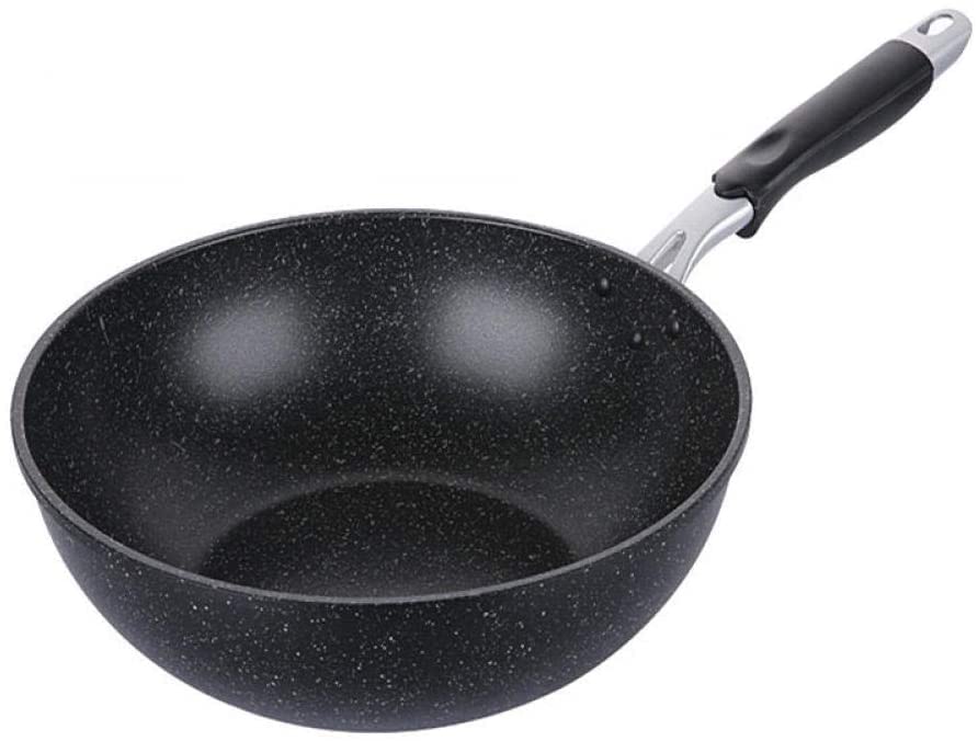 SYXBXZ 30cm Nonstick Coating Saute Pan - Maifan Stone Color Non-Stick Wok for Gas Stove - Healthy Cooking with Less Oil & Smoke - Perfect for Stir-Fry, Sauteing & Frying