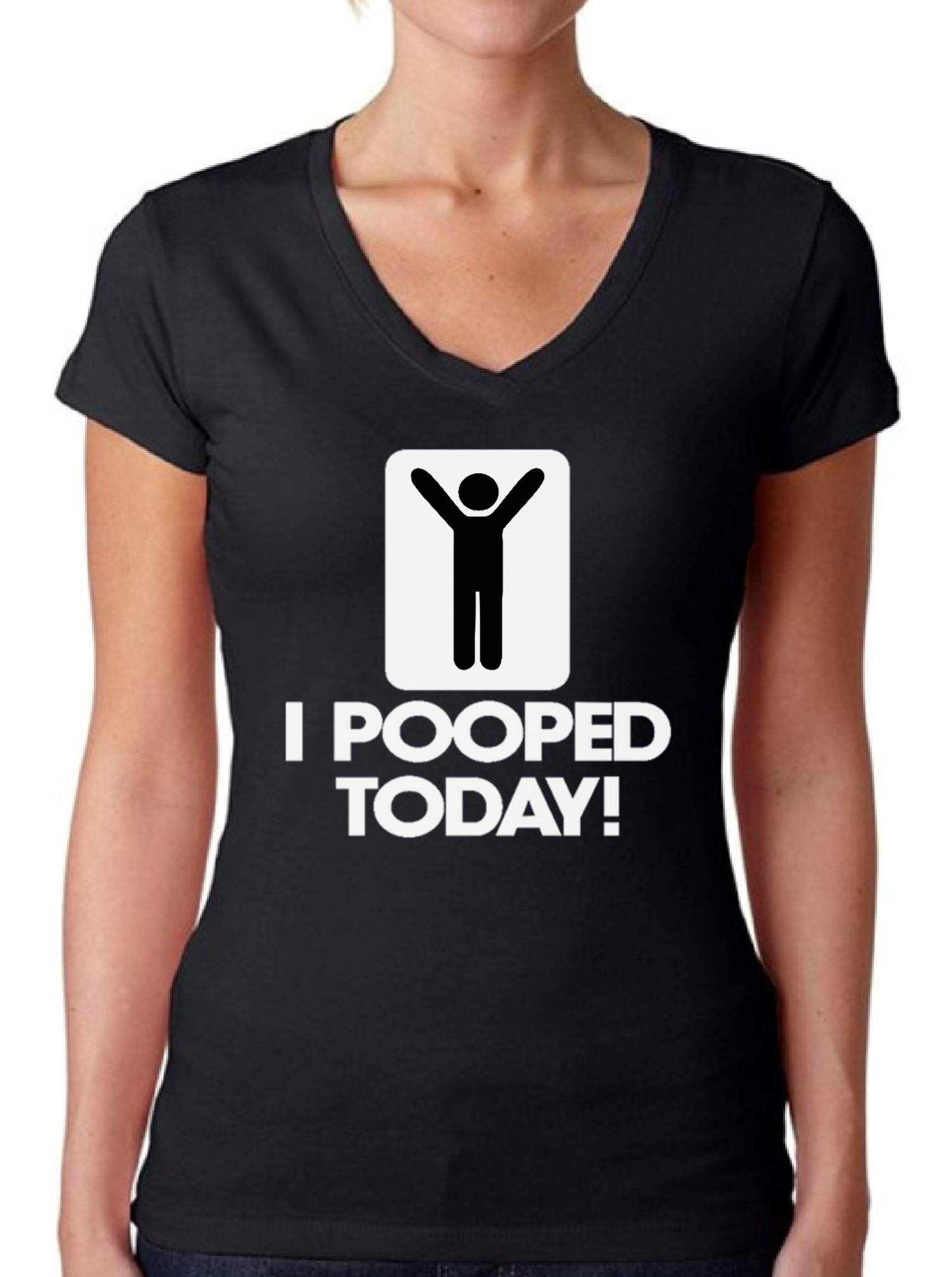 Awkwardstyles Women's 'I Pooped Today' Funny V-Neck T-Shirt - Best Friend Gift with Bookmark - Perfect for Casual Wear & Gag Gifts