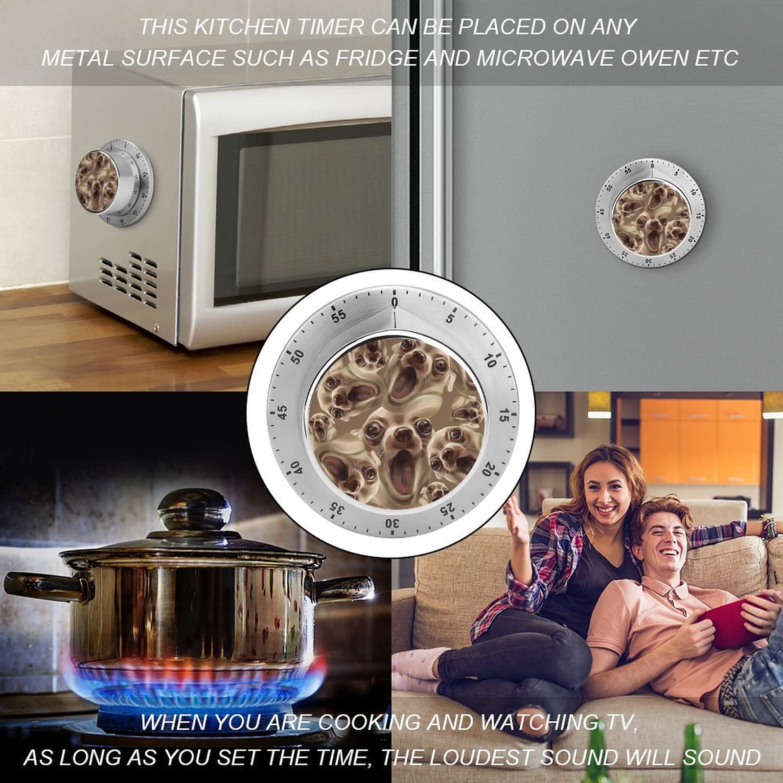 Kitchen Timer with Cute Chihuahua Design - Magnetic, Waterproof, Stainless Steel Multiuse Cooking Timer for Baking, Oven, and Home Use - Perfect for Kitchen, Camping, and Outdoor Activities