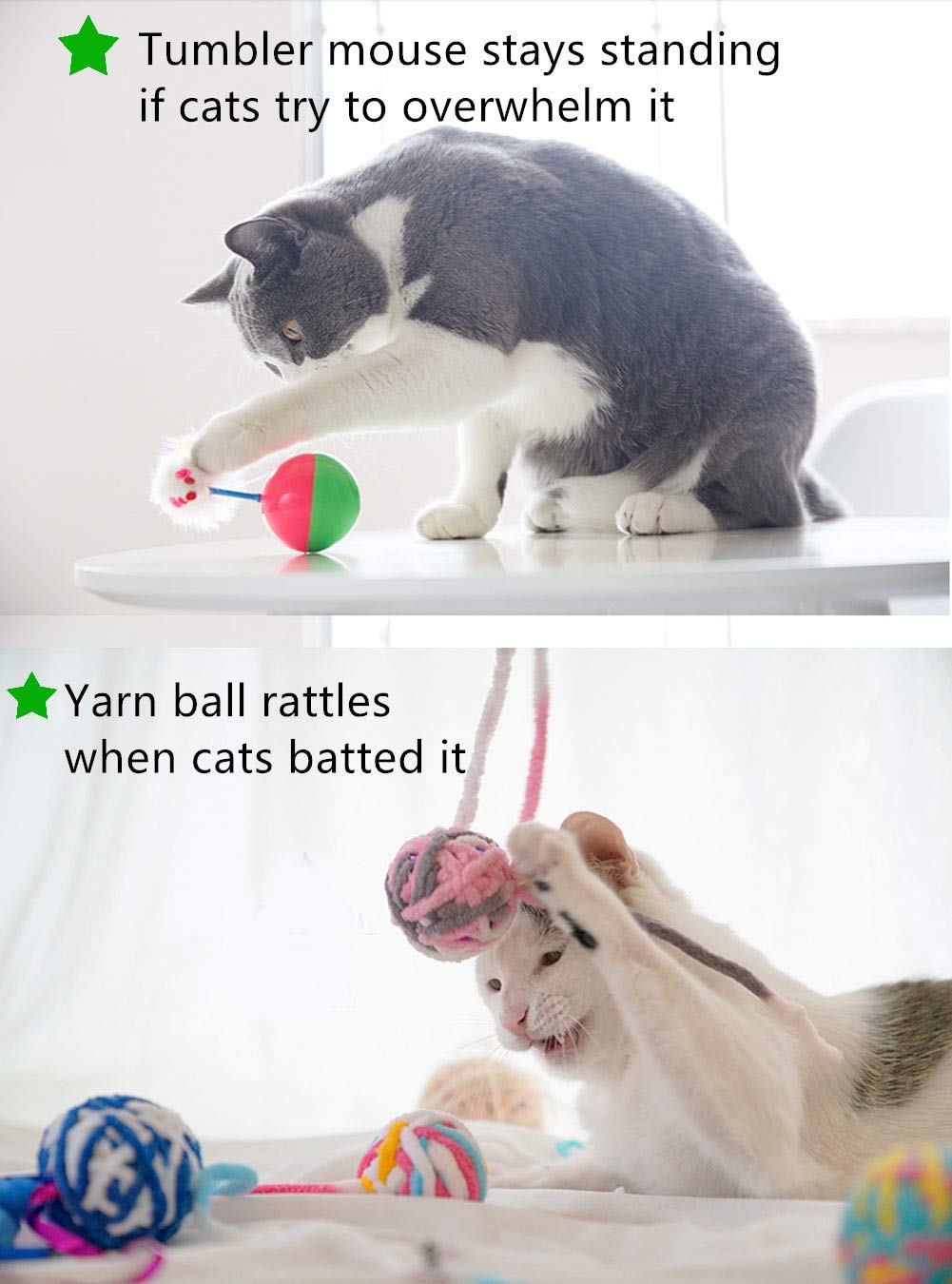 24-Piece Cat Toys Variety Pack - Interactive Wand, 3-Way Tunnel, Catnip Fish & Mouse, Crinkle Balls, Feather & Chew Toys - Deluxe Kitten Play Set for Indoor Cats | Perfect for Christmas Gifts, Birthday Presents & Playtime Stimulation