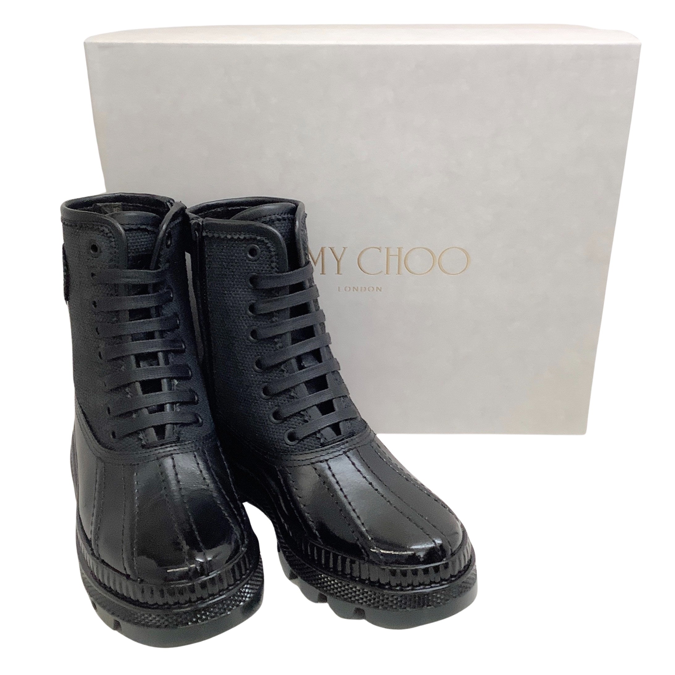 Jimmy Choo Black Canvas Oskar Booties Women's Fashion Ankle Boots - Perfect for Fall Outfits & Evening Events
