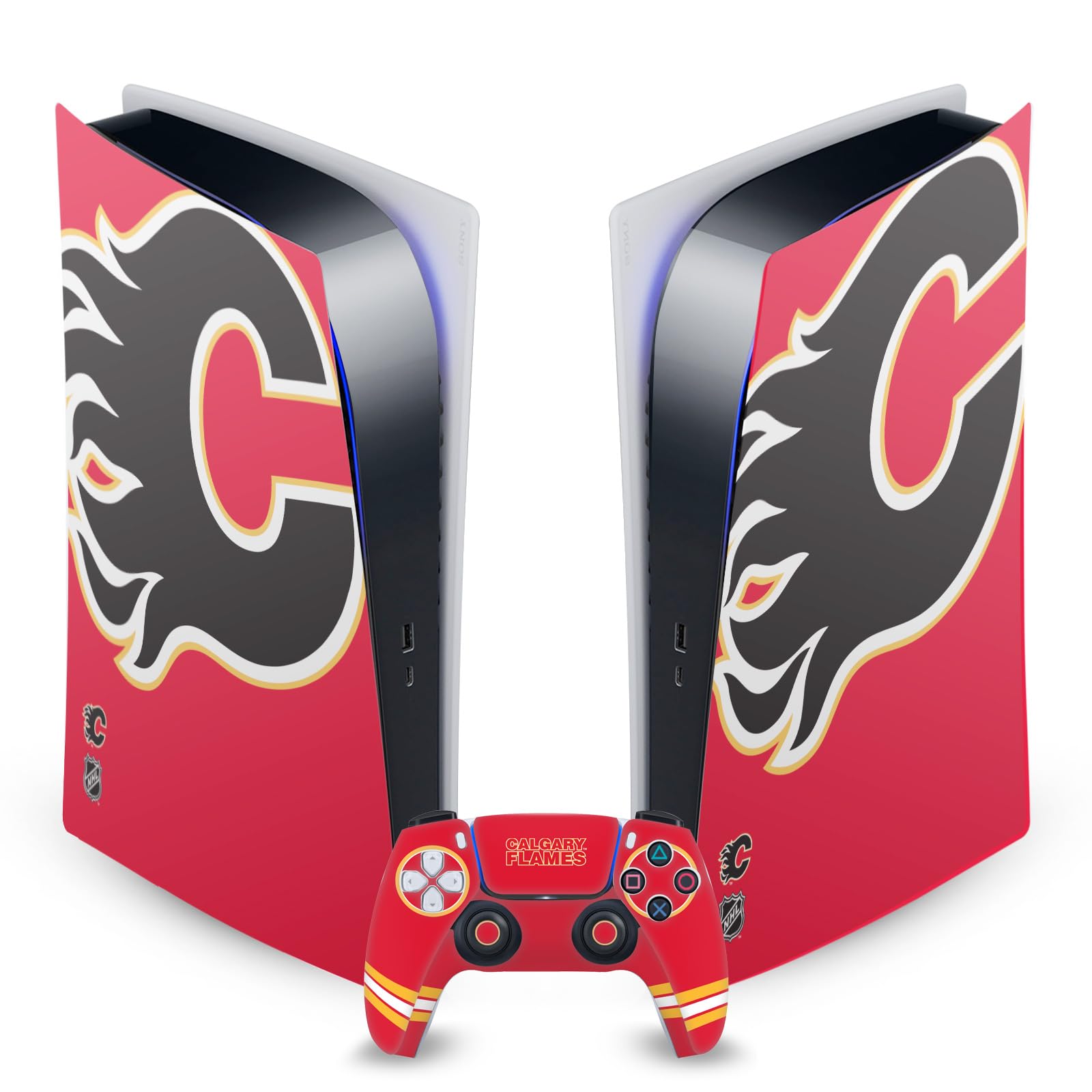 Official NHL Calgary Flames PS5 Skin & Controller Decal for Gaming Fans