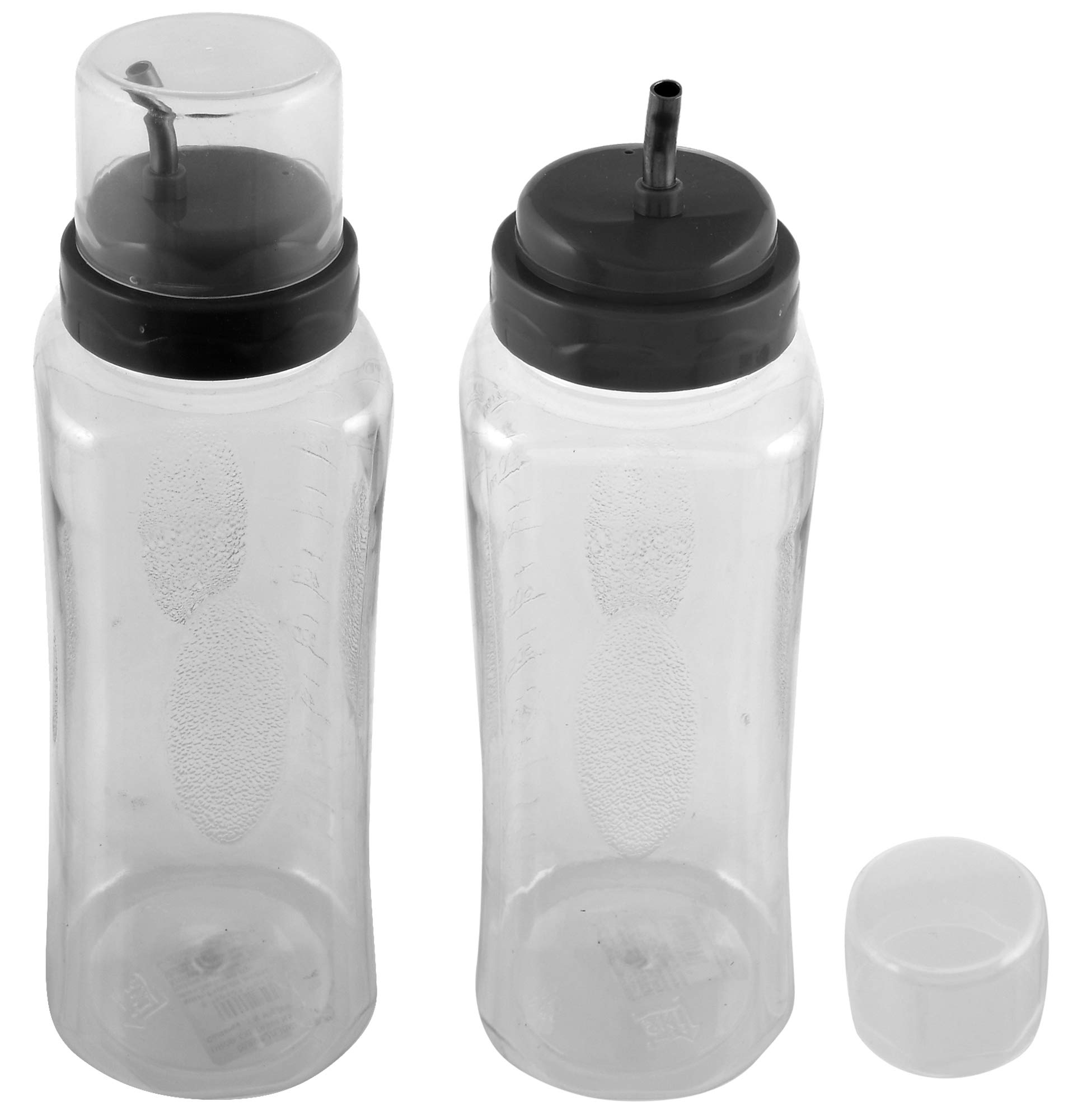 Kuber Industries 2-Piece Plastic Oil Dispenser Bottle Set - 1 Liter Kitchen Oil Pourer with Drip-Free Spout (Grey) - Perfect for Cooking, Baking & Salad Dressing - KUBMARTK11126