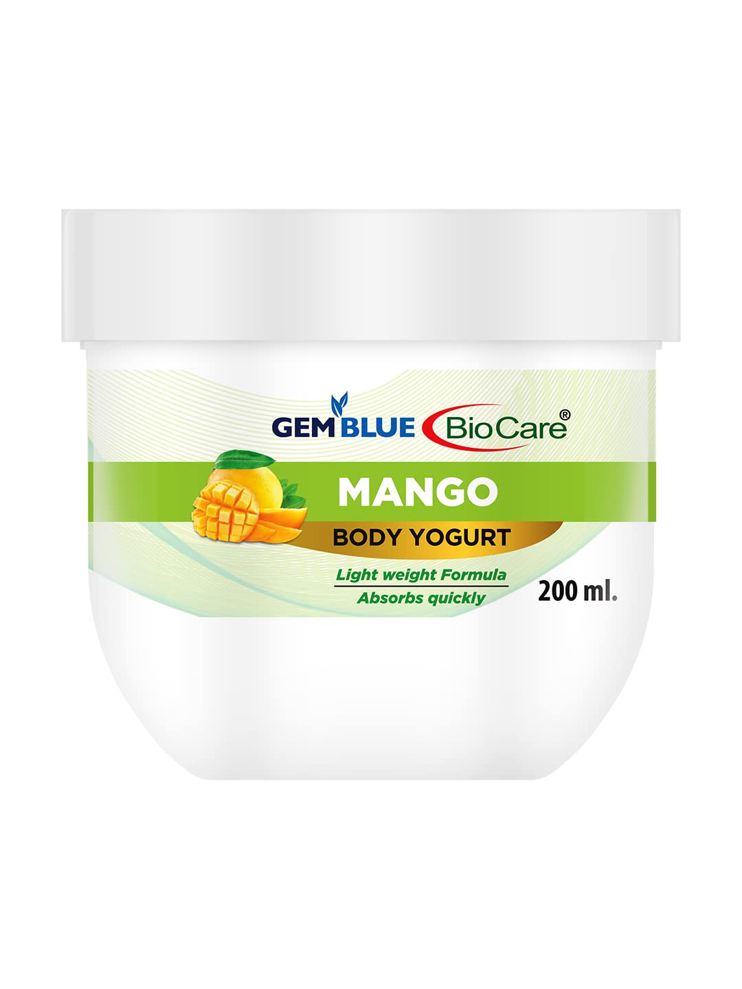Gemblue Biocare Mango Body Yogurt - 200ml | Moisturizing & Nourishing Body Cream for Dry, Dull Skin | Hydrating Body Lotion with Mango Extract | Refreshing Glow for Soft, Radiant Skin | Perfect for Daily Skincare Routine & Spa Days