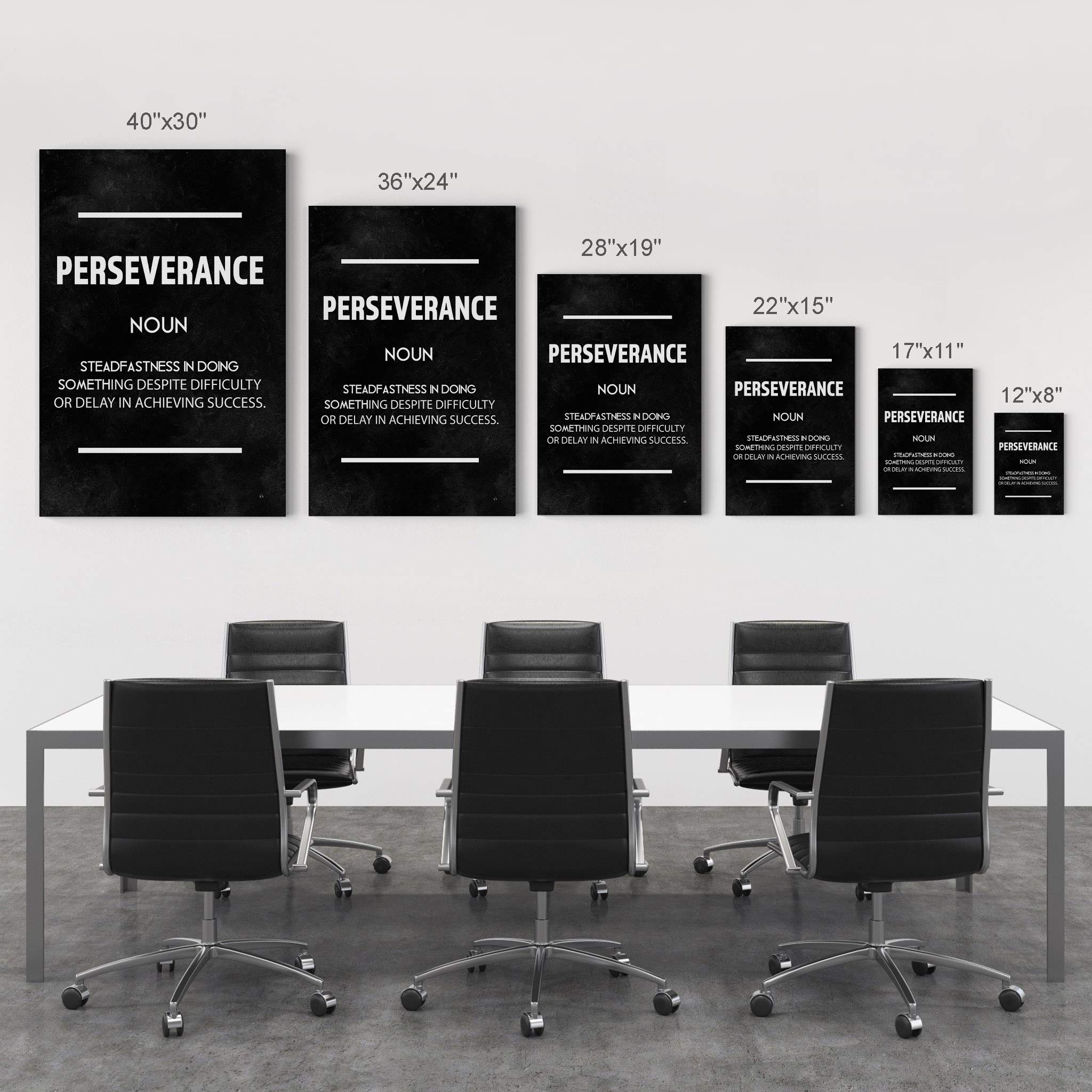 Perseverance Definition Dictionary Black Motivational Canvas Wall Art - Inspirational Office Decor for Entrepreneurs - Modern Home & Office Wall Art - 40x30 Inch Ready to Hang Canvas Print - Perfect for Living Room, Bedroom or Office Motivation