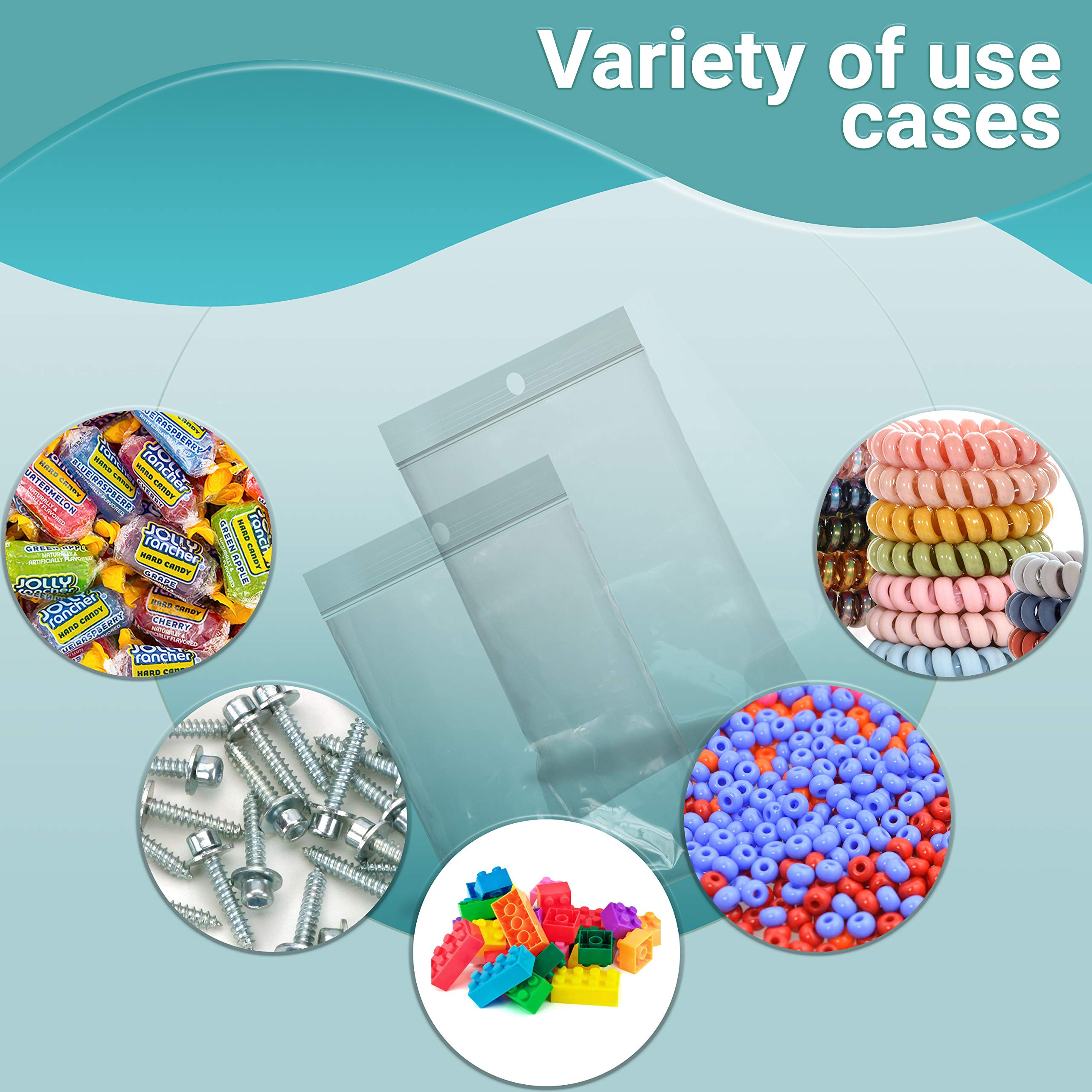 1000 Pack Clear Reclosable Zipper Bags 10x12 Inch - 2 Mil Thick Resealable Plastic Storage Bags with Hanging Holes for Pills, Jewelry, Snacks | Perfect for Organizing, Packaging & Storing Small Items at Home or Business