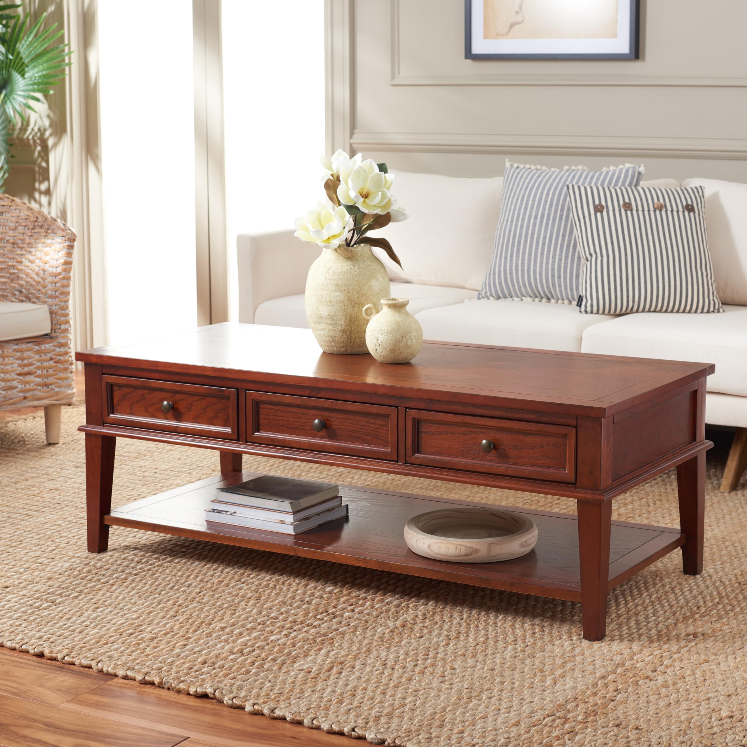 SAFAVIEH American Homes Collection Manelin Sepia Coffee Table - Modern Living Room Furniture for Small Spaces, Home Decor Centerpiece