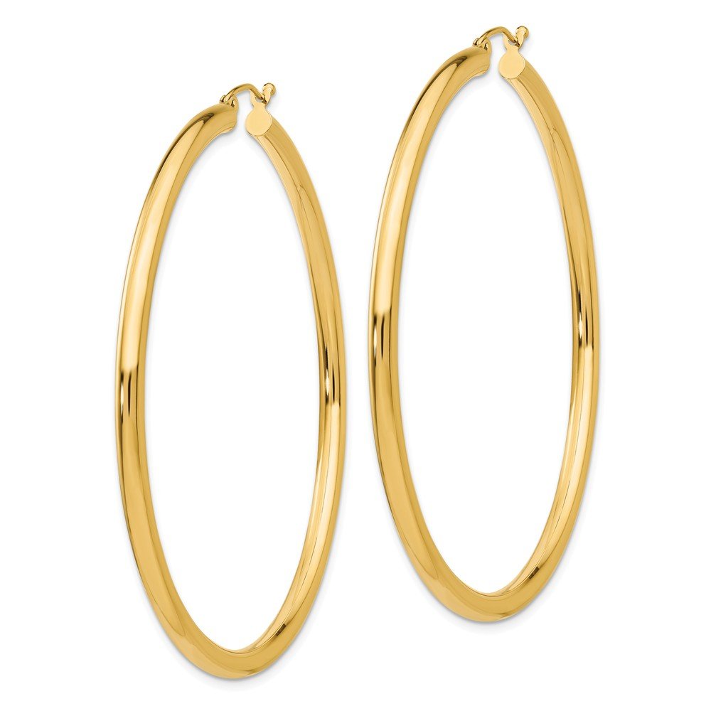 10K Yellow Gold Polished 3mm Tube Hoop Earrings for Women - Classic Dainty Everyday Jewelry for Casual & Formal Occasions