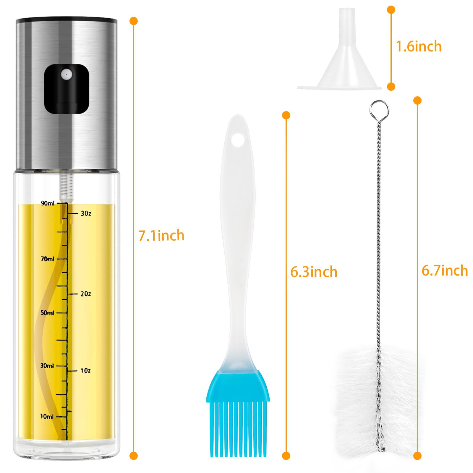 Premium 100ml Glass Oil Sprayer for Cooking - Olive Oil Mister & Canola Oil Spritzer | Kitchen Gadget for Air Fryer, Salad Making, Frying & BBQ | BPA-Free Oil Spray Bottle for Healthy Cooking & Meal Prep
