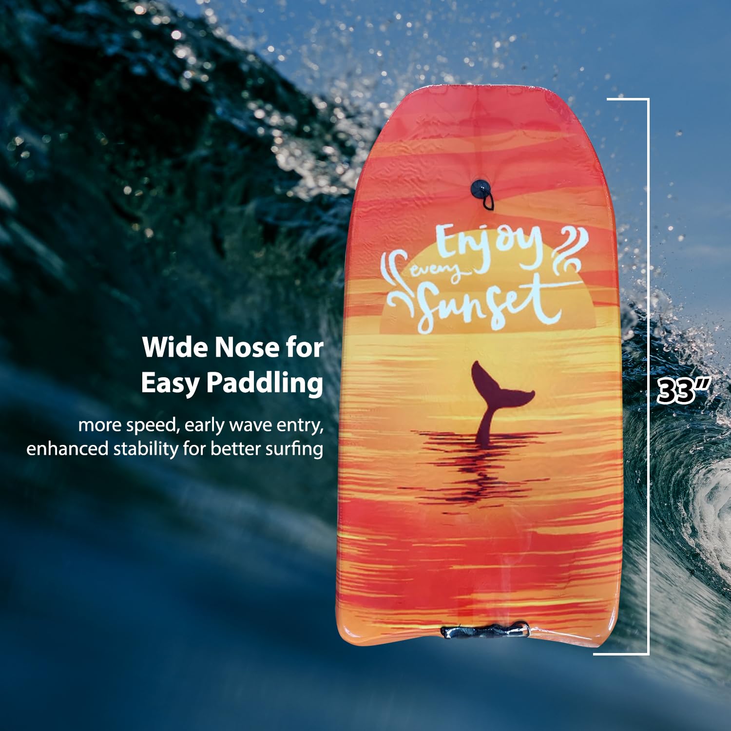Best Boogie Boards for Beach - Lightweight & Durable Adult Bodyboard for Surfing with Premium Leash & Slick Bottom - Perfect for Wave Riding, Ocean Sports & Summer Fun