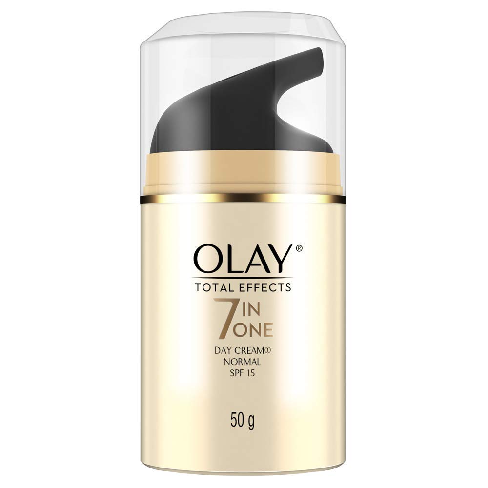 Olay Total Effects Anti-Aging Moisturizing Cream with Niacinamide & Green Tea Extract | Fights Wrinkles, Dark Spots & 5 Other Signs of Aging | SPF 15 Sun Protection for Normal, Oily, Dry & Combination Skin | 50g | Perfect for Daily Skincare Routine & Nighttime Hydration