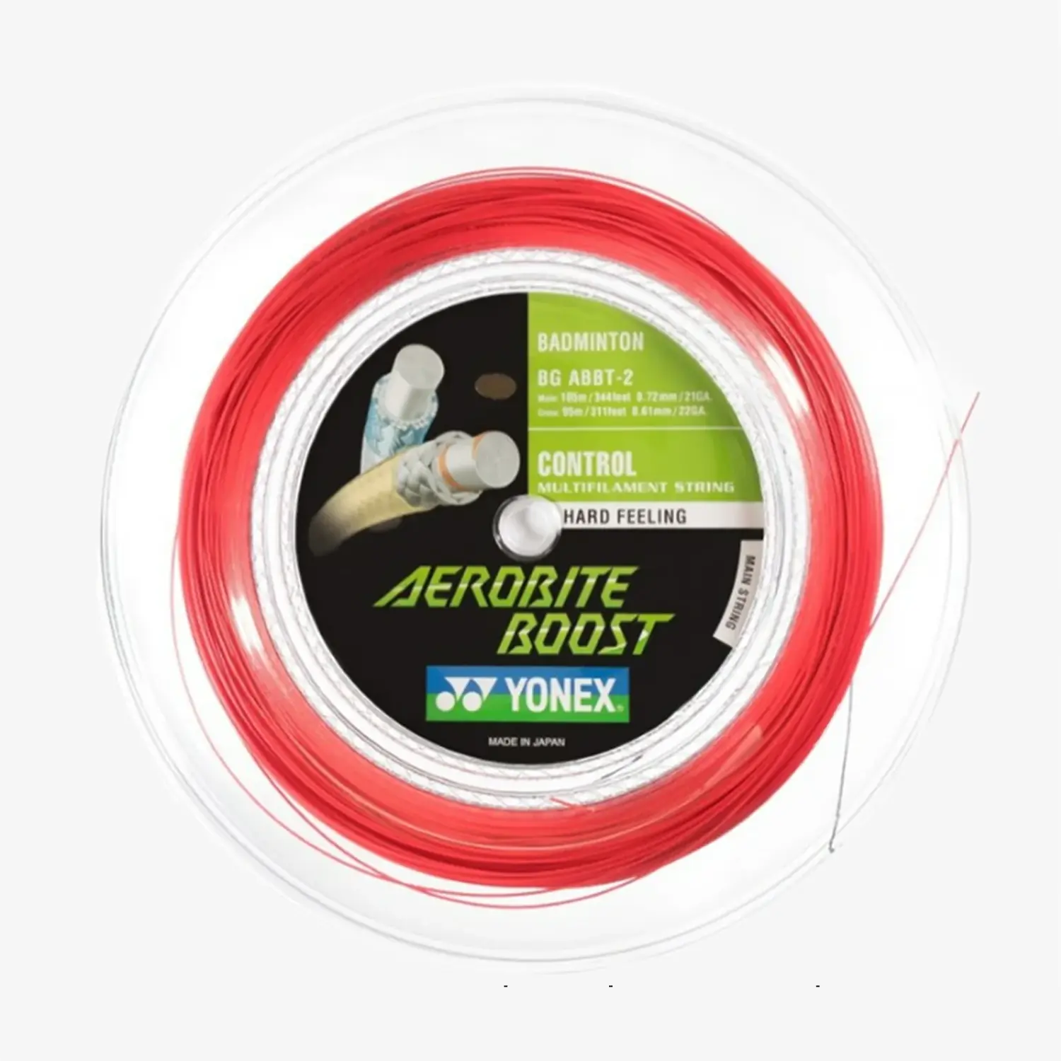 Yonex Aerobite Boost 200m Badminton String (Grey/Red) - High Performance Badminton Racket String for Professional & Recreational Players - Perfect for Tournaments & Training Sessions