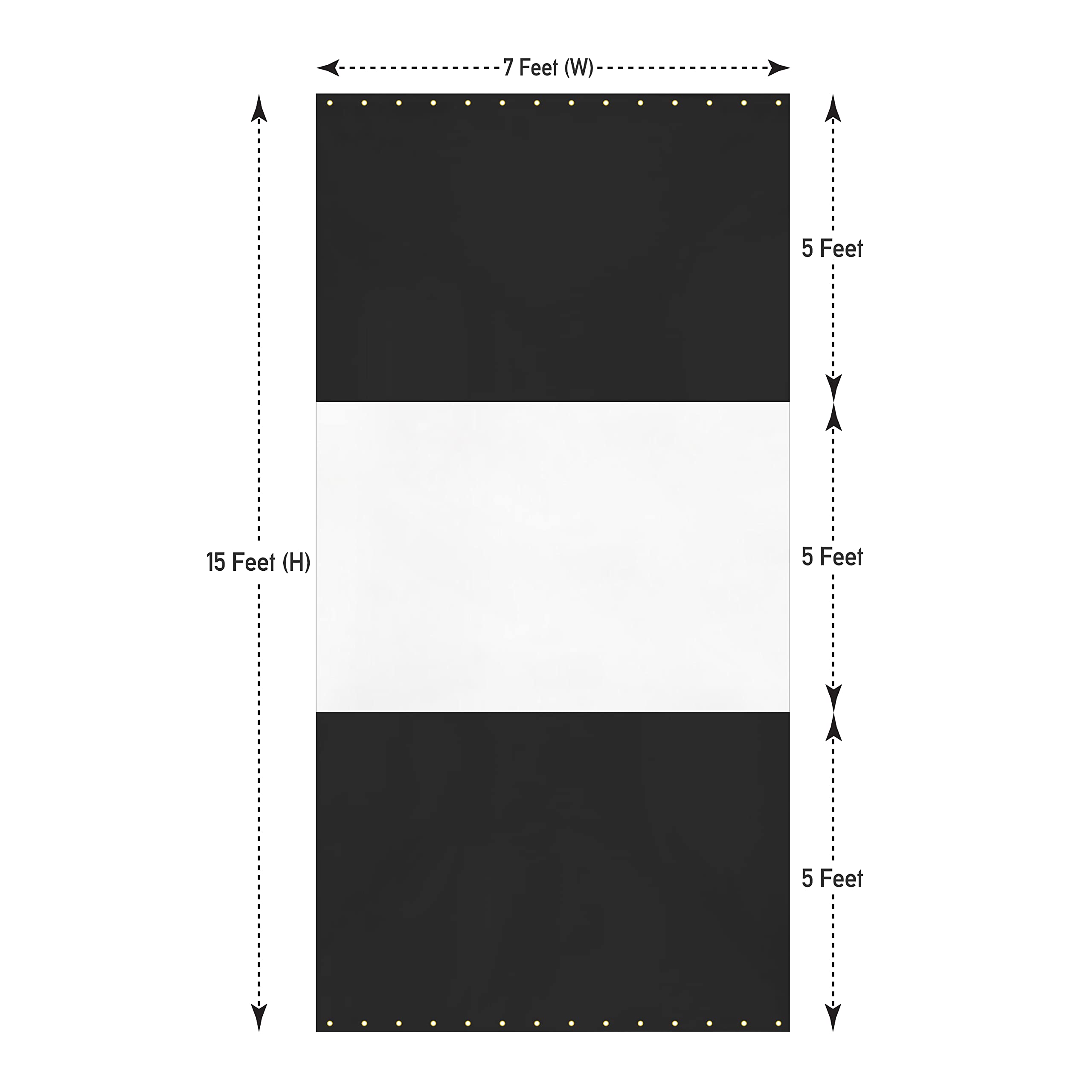 12 oz Vinyl Clear Panel Outdoor Curtains - Waterproof & Weather Resistant Patio Covers with Brass Grommets for Pergola, Porch, Gazebo & Balcony (15’H x 7’W, Black) - Perfect for Sun Protection, Privacy & Outdoor Living Spaces