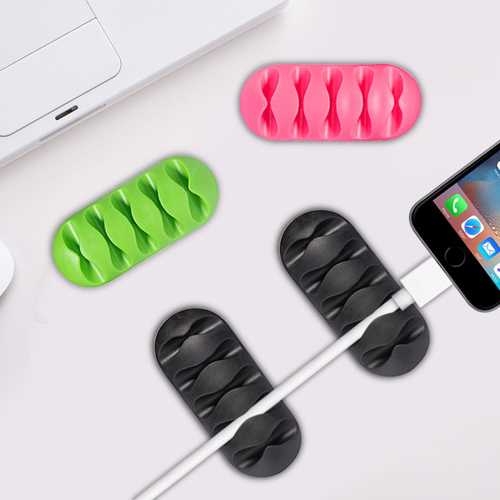 Bakeey 5-Slot Sticky Silicone Desktop Organizer - Earphone & USB Cable Holder for Desk, Office, Home, and Car Use - Perfect for Cable Management and Workspace Organization