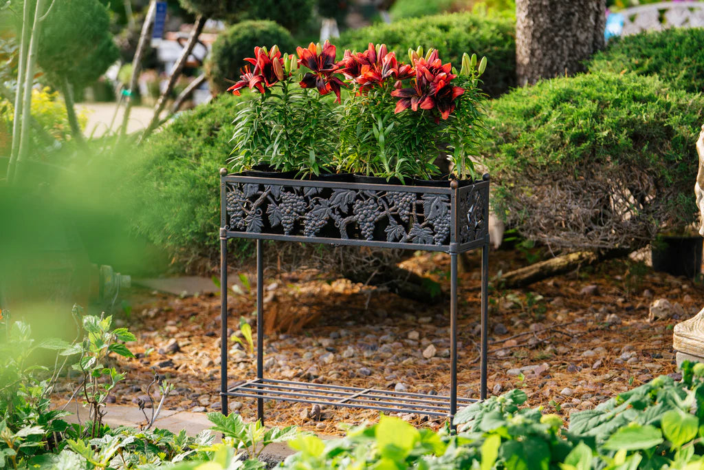 Outdoor Grape Flower Box Stand - Rustic Wooden Planter for Garden, Patio & Balcony Decor | Perfect for Vine Plants, Climbing Flowers & Decorative Greenery