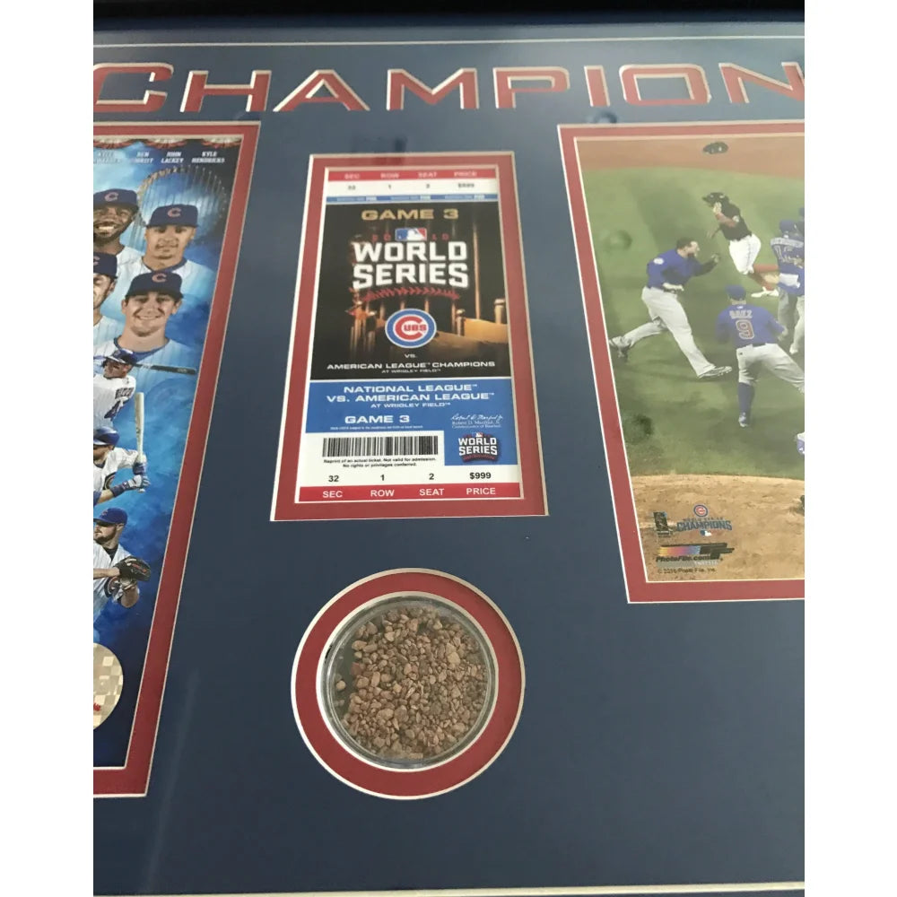 Authentic Chicago Cubs 2016 World Series Game 7 Used Dirt & Ticket Framed Memorabilia - Championship Collectible for Baseball Fans & Sports Decor
