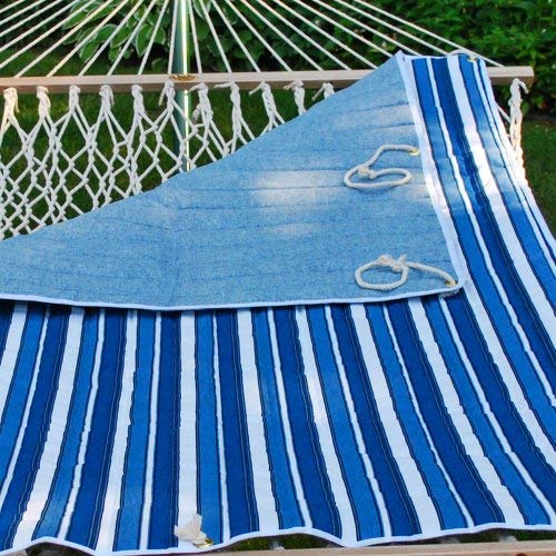 Algoma 2951-135142 Quilted Hammock Pad - Tropical Palm Stripe & Blue Multi Color - Comfortable Outdoor Hammock Cushion for Patio, Beach, Camping & Backyard Relaxation