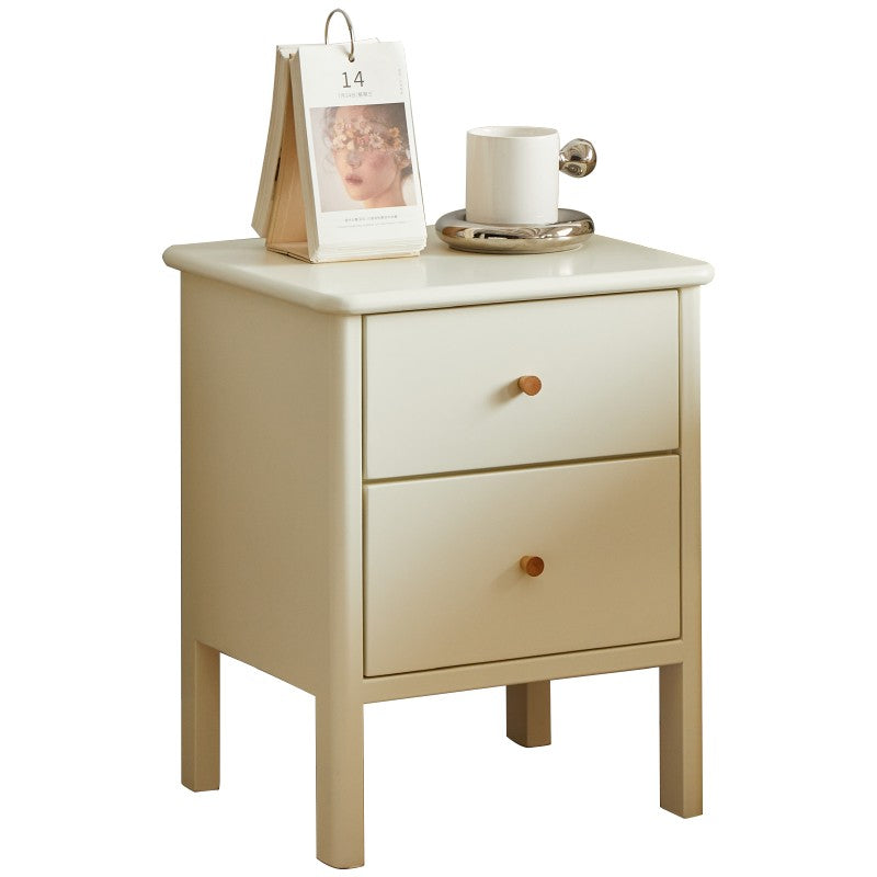 Premium White Beech Solid Wood Nightstand - Elegant Bedside Table for Bedroom, Guest Room & Nursery - Durable & Stylish Storage Solution