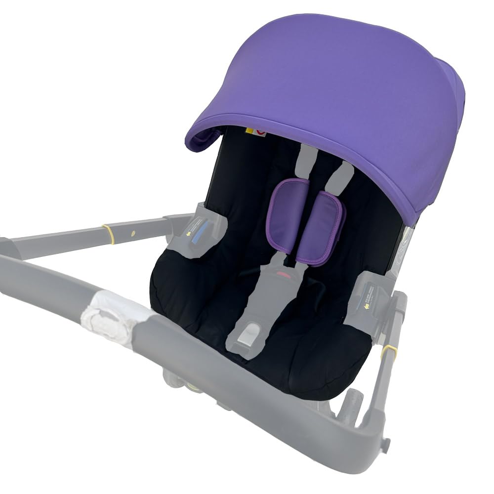 Doona Car Seat Stroller Accessories - Washable Textile Set with Colorful Canopy & Waterproof Cushion (Noble Purple) | Perfect for Travel, Daily Walks & Outdoor Adventures with Baby