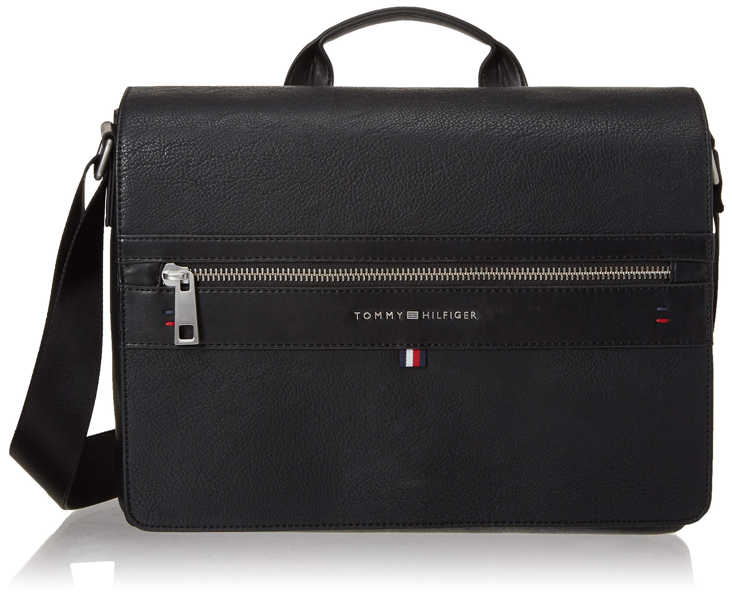 Tommy Hilfiger Men's Leo Messenger Bag - Stylish Crossbody Laptop Bag for Work, Travel & College | Durable Leather Shoulder Bag for Business & Everyday Use