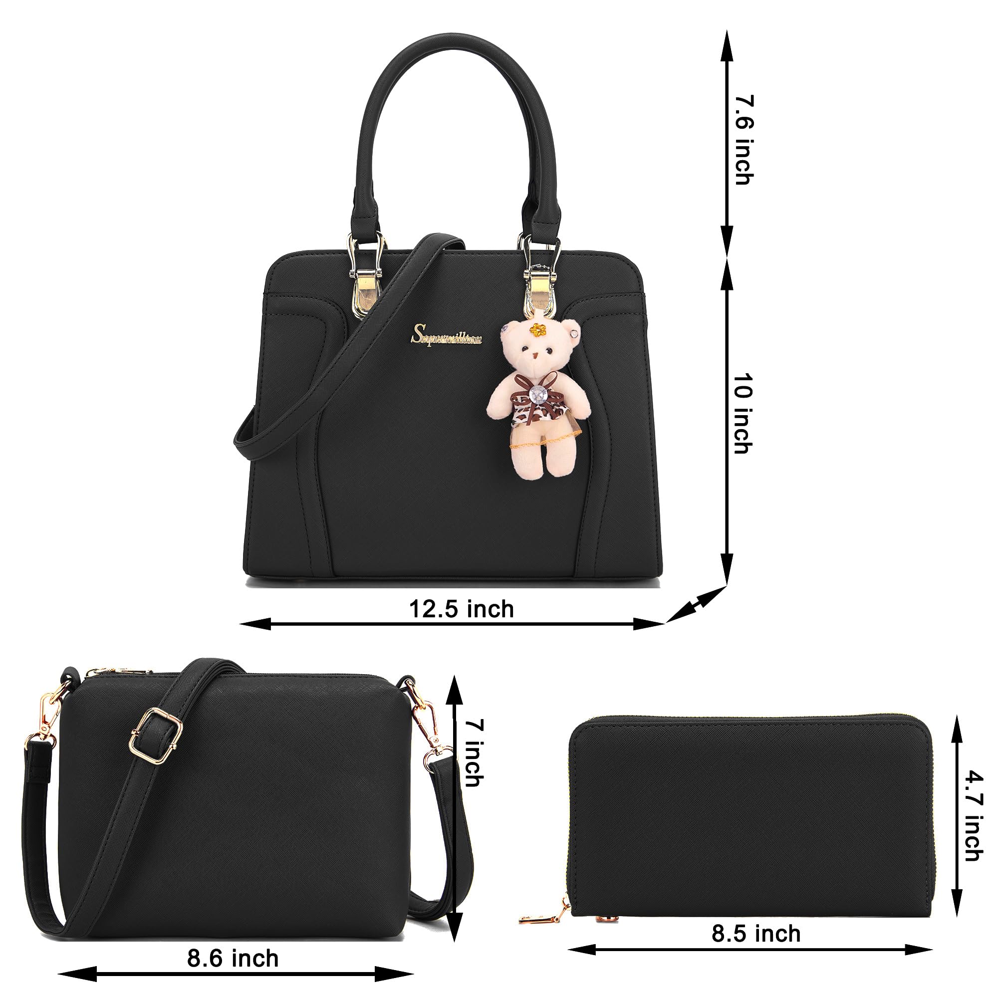 Soperwillton Women's Crossbody Shoulder Handbag Set - 3 Piece Tote, Satchel & Wallet Combo for Work, Travel & Everyday Use