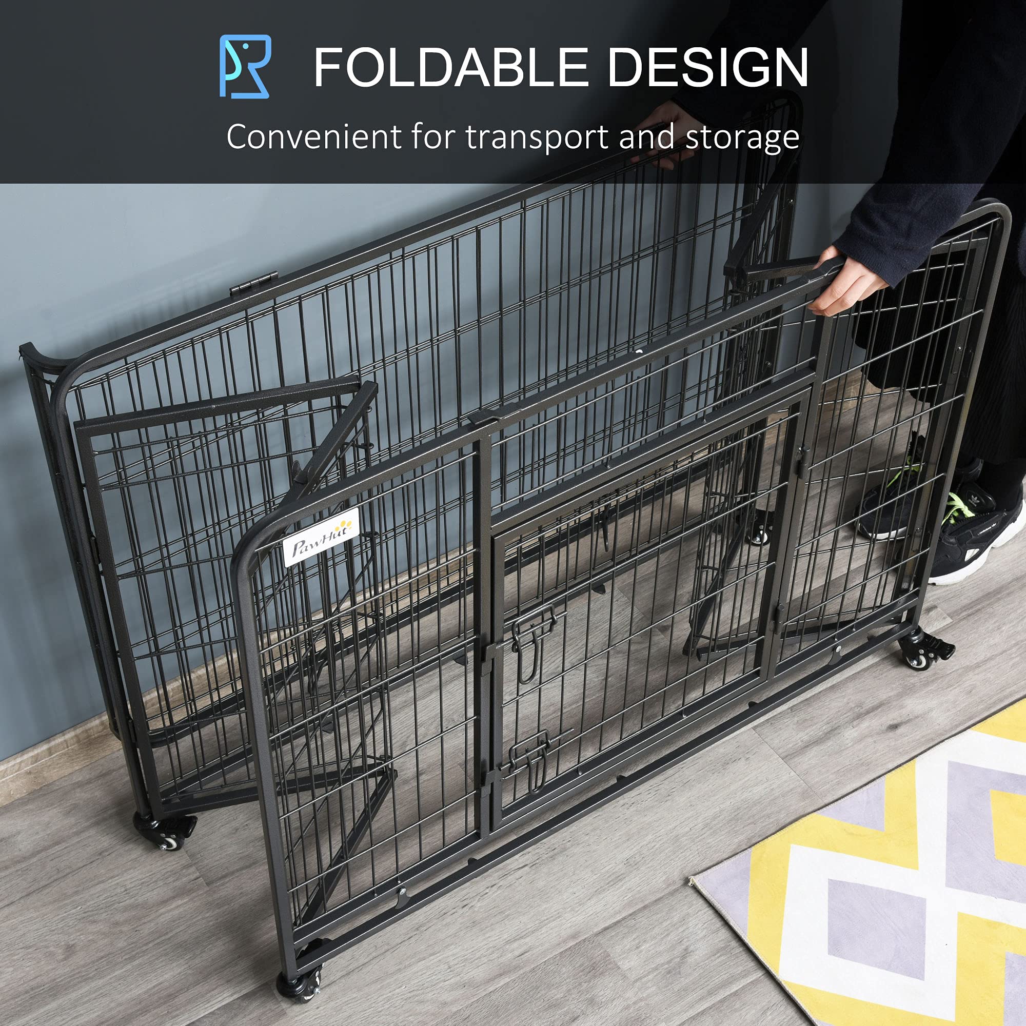 **PawHut Heavy Duty Metal Dog Crate - 43