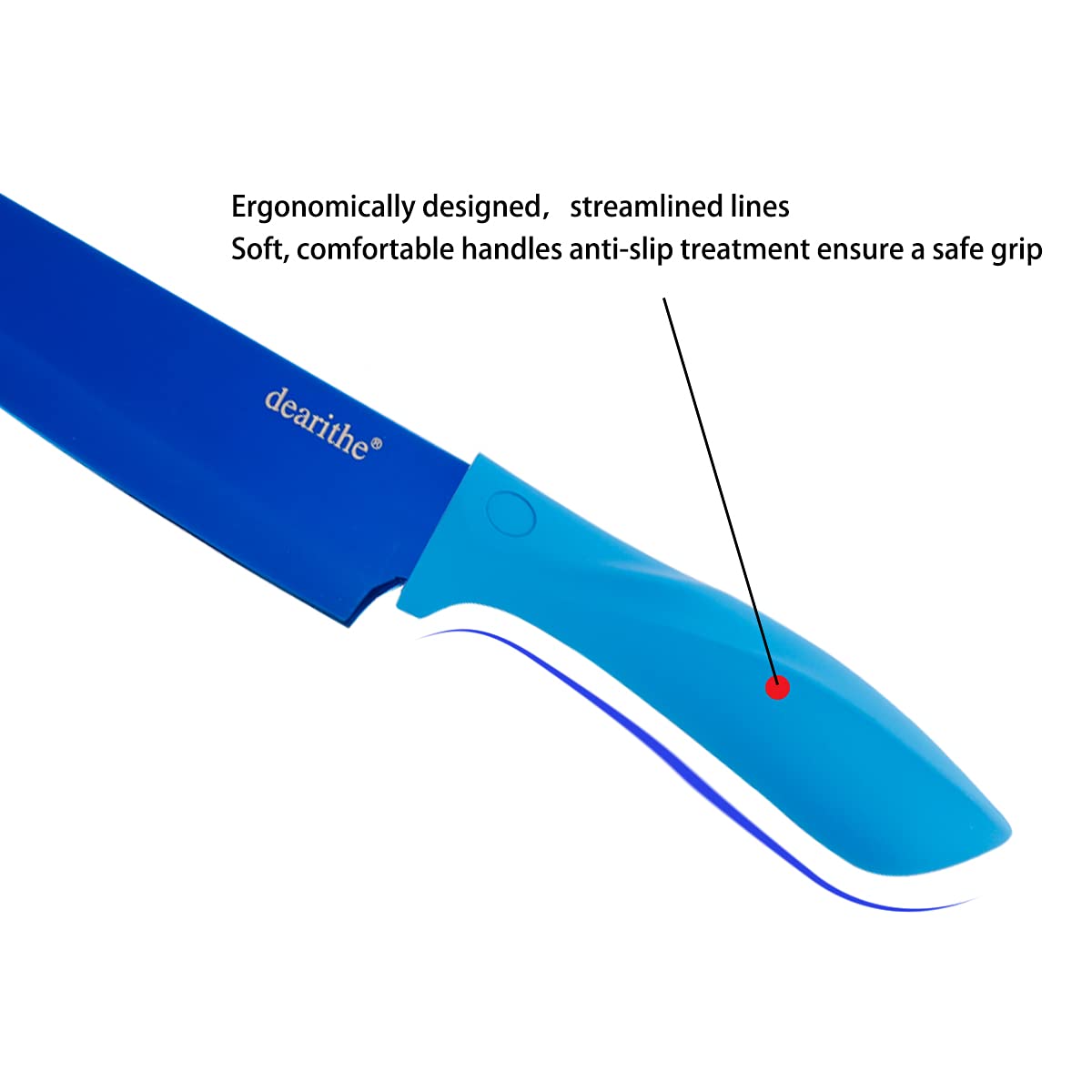 7-Piece High Carbon Stainless Steel Kitchen Knife Set with Knife Block & Sharpener - Professional Chef Knives with Acrylic Block, Titanium Blue Plating for Rust Protection - Perfect for Home Cooking, Restaurant Use & Gift Giving