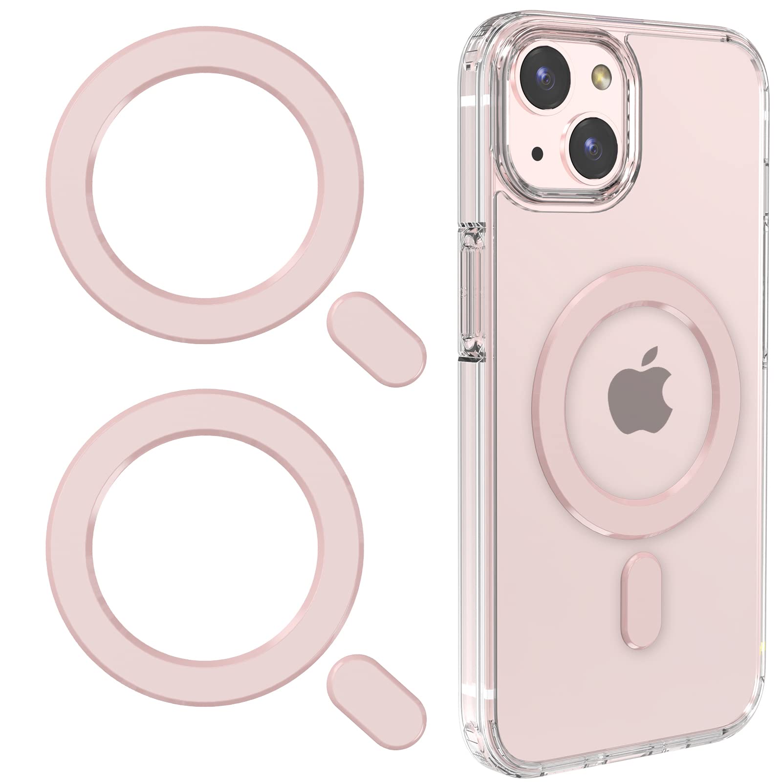 Universal MagSafe Ring (2-Pack) - Magnetic Sticker Adapter Compatible with iPhone 16/15/14/13/12/11 Pro Max/Mini & Galaxy S25/S24/S23 - Pink | Wireless Charging Accessory for Magsafe Cases & Phones | Perfect for Home, Office & Travel Use