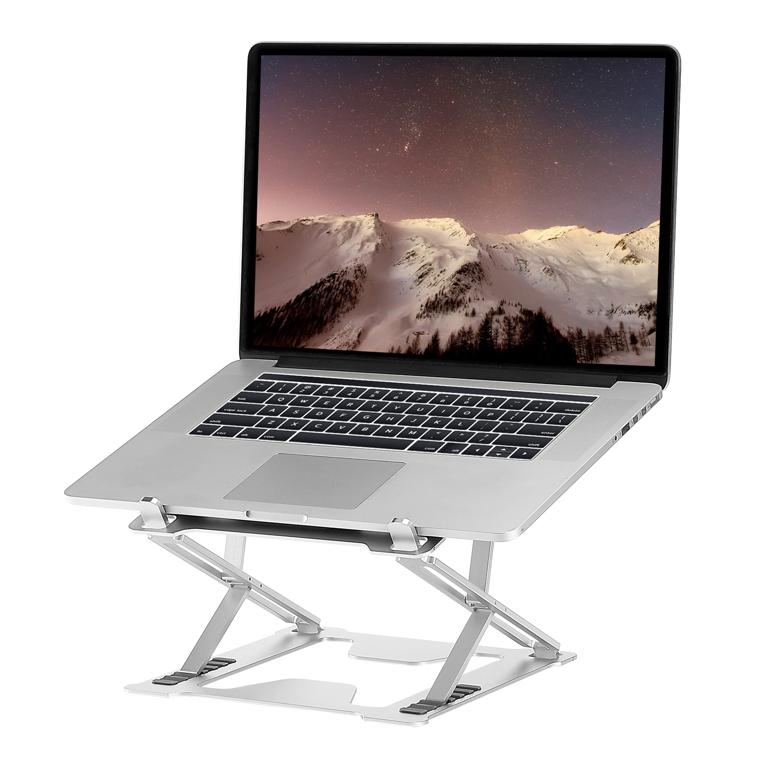 Premium Aluminum Laptop Stand - Portable, Foldable & Height Adjustable Ergonomic Riser for MacBook, Notebooks & Tablets 10-17
