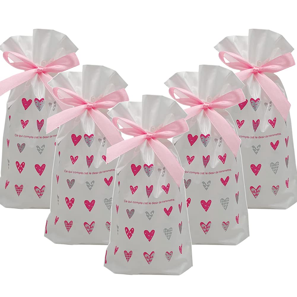 Enjonar 24pcs Pink Treat Bags - Party Favor Bags for Candy, Gifts & Goodies - Perfect for Birthday Parties, Weddings, Baby Showers, Bridal Showers & Holiday Celebrations - Durable Gift Wrapping & Packaging Solution