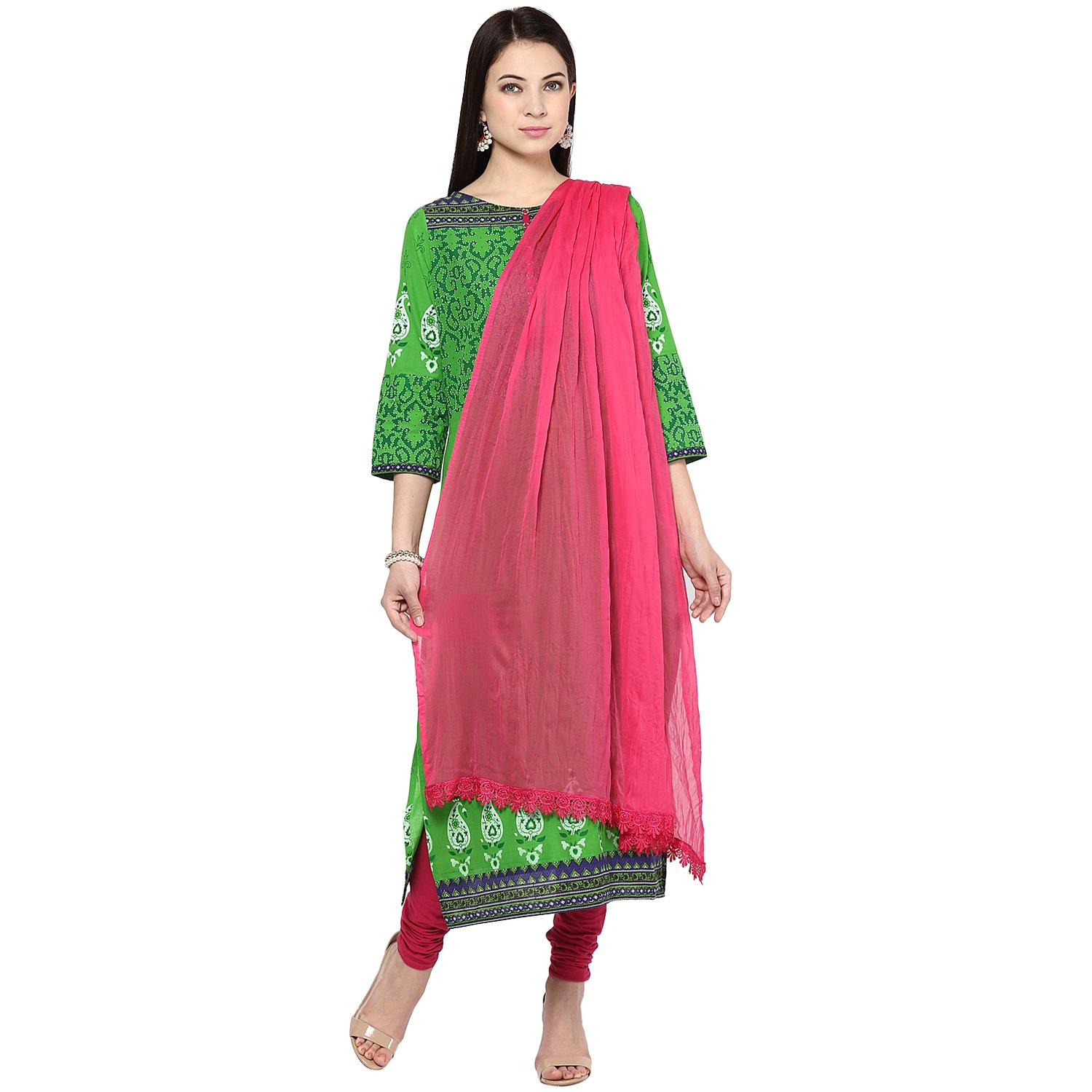 Elegant Solid Pink Chiffon Dupatta with Delicate Lace Trim - Perfect for Weddings, Parties & Traditional Outfits