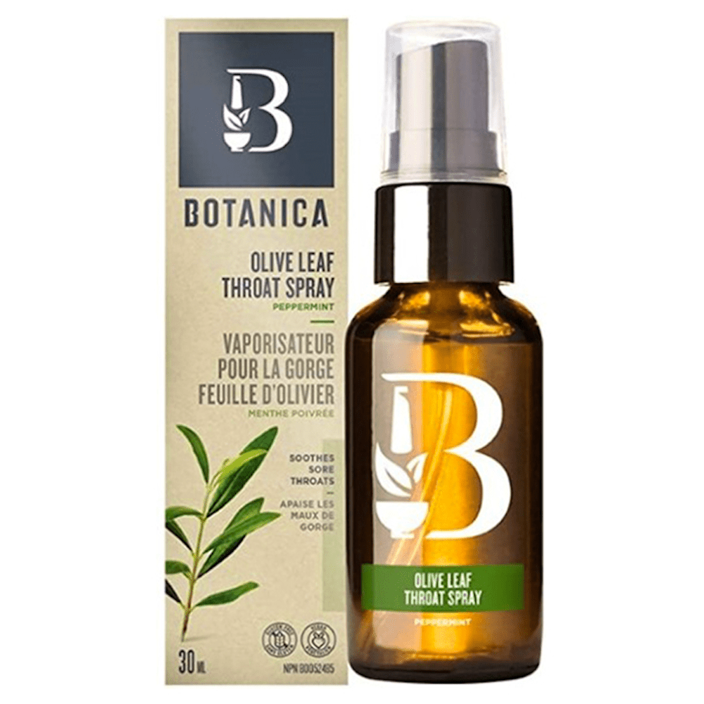 Botanica Olive Leaf with Peppermint Throat Spray 30ml - Soothes Sore Throat & Supports Immunity - Perfect for Travel, Work & Home Use