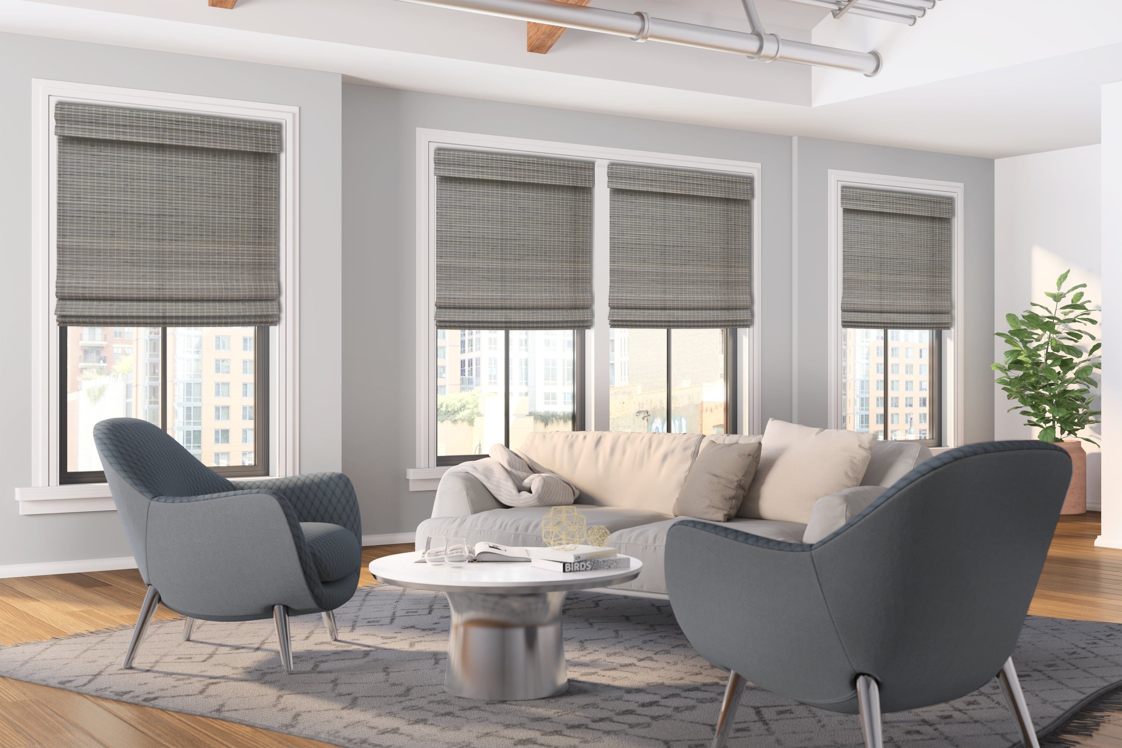 Premium Cordless Woven Wood Shades - Natural Bamboo Window Blinds for Home & Office - Light Filtering & Privacy - Perfect for Living Room, Bedroom, and Patio