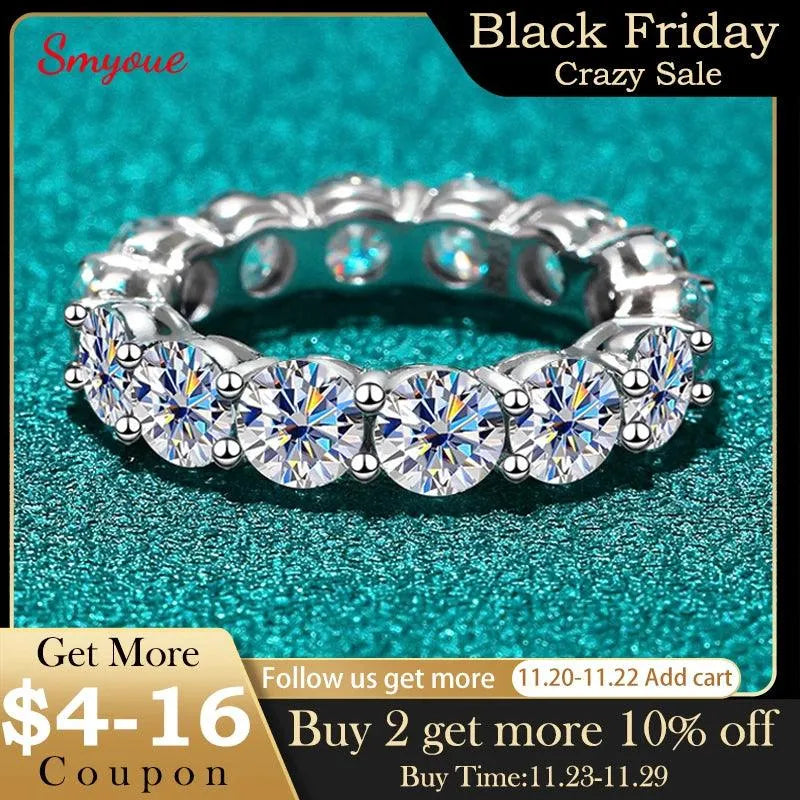 7ct 5mm Round Cut Moissanite Eternity Ring for Women & Men - Sparkling Wedding Band in S925 Sterling Silver - Perfect for Anniversaries, Engagements & Special Occasions