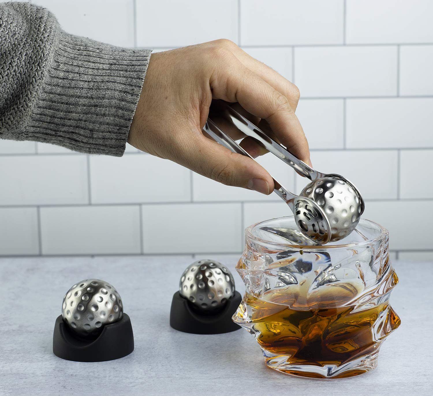 Premium Golf Whiskey Decanter Set with 2 Glasses & 4 Stainless Steel Golf Ball Whiskey Stones - Ideal Golf Gift for Men & Women, Perfect for Golf Lovers, Home Bar Decor, and Cocktail Parties