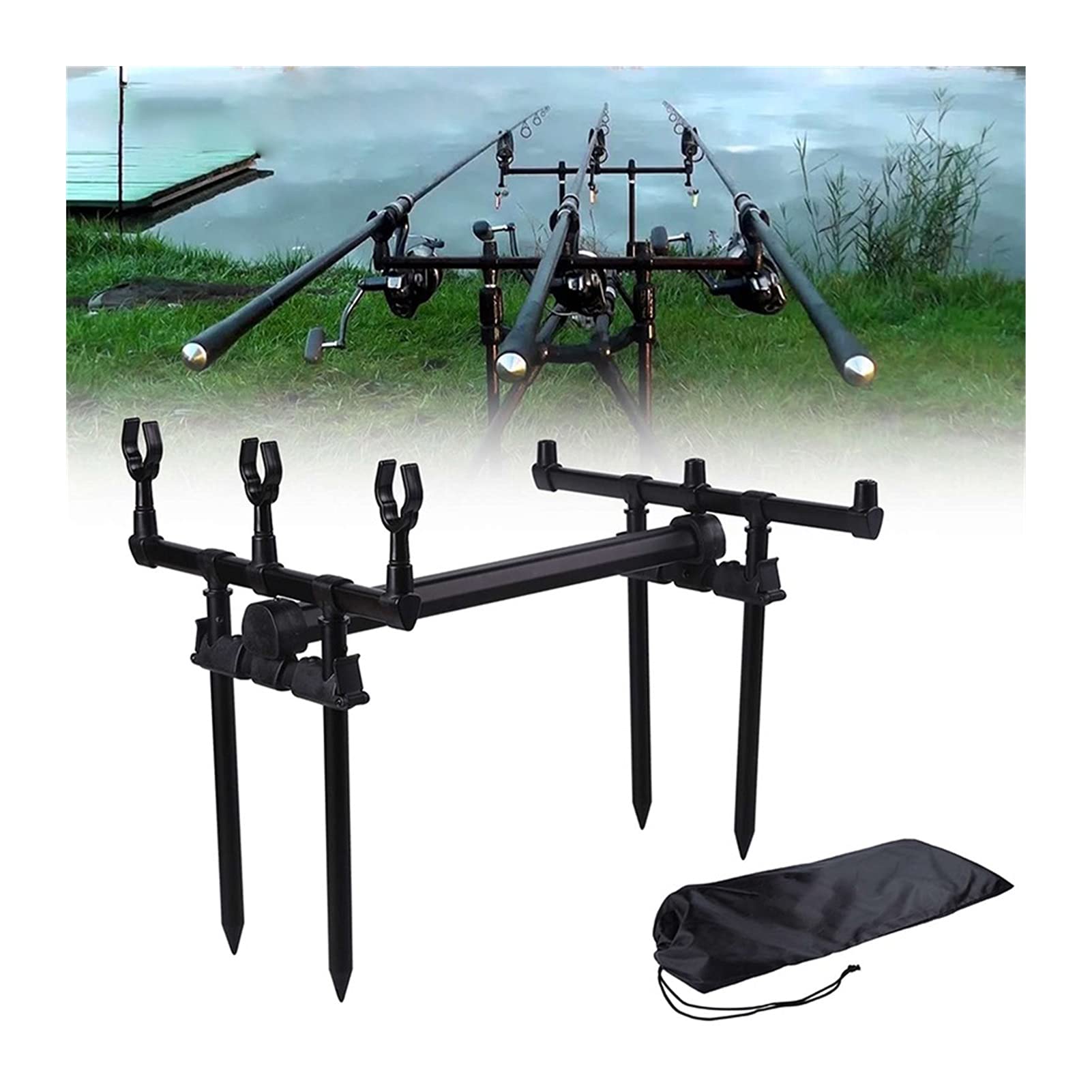 Adjustable Retractable Fishing Rod Holder - Carp Fishing Rod Pod Stand with Pole Support | Durable Fishing Tackle Accessory for Bank, Boat & Kayak Fishing