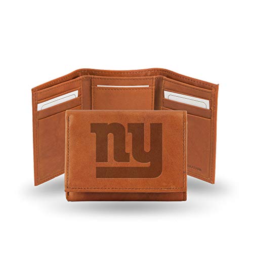 NFL New York Giants Embossed Leather Trifold Wallet for Men - Premium Genuine Leather Football Wallet - Perfect for Game Day, Gifts & Everyday Carry