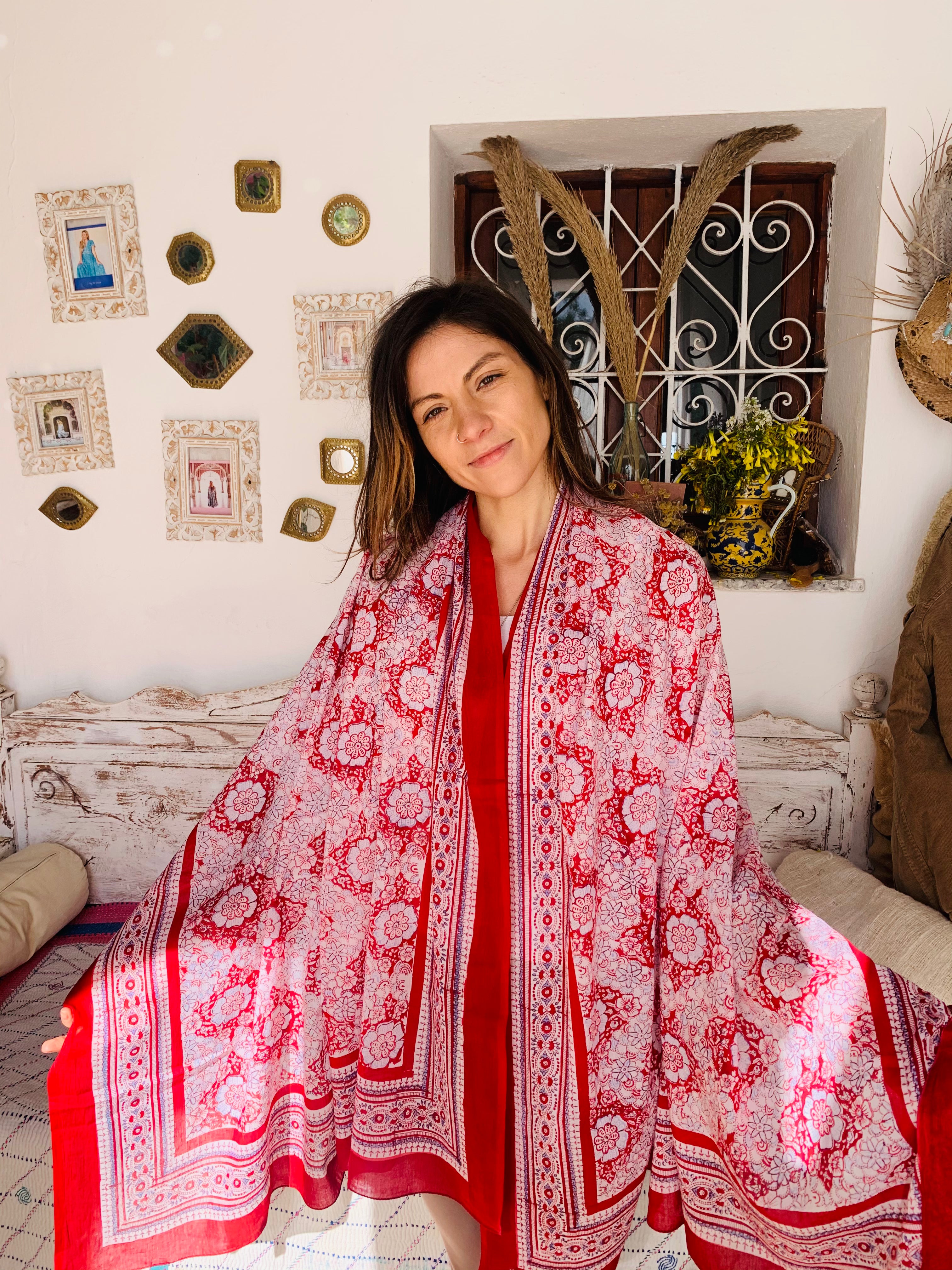 Stylish Block Print Cotton Sarong Pareo Shawl - New Collection for Beach, Pool, and Summer Fashion