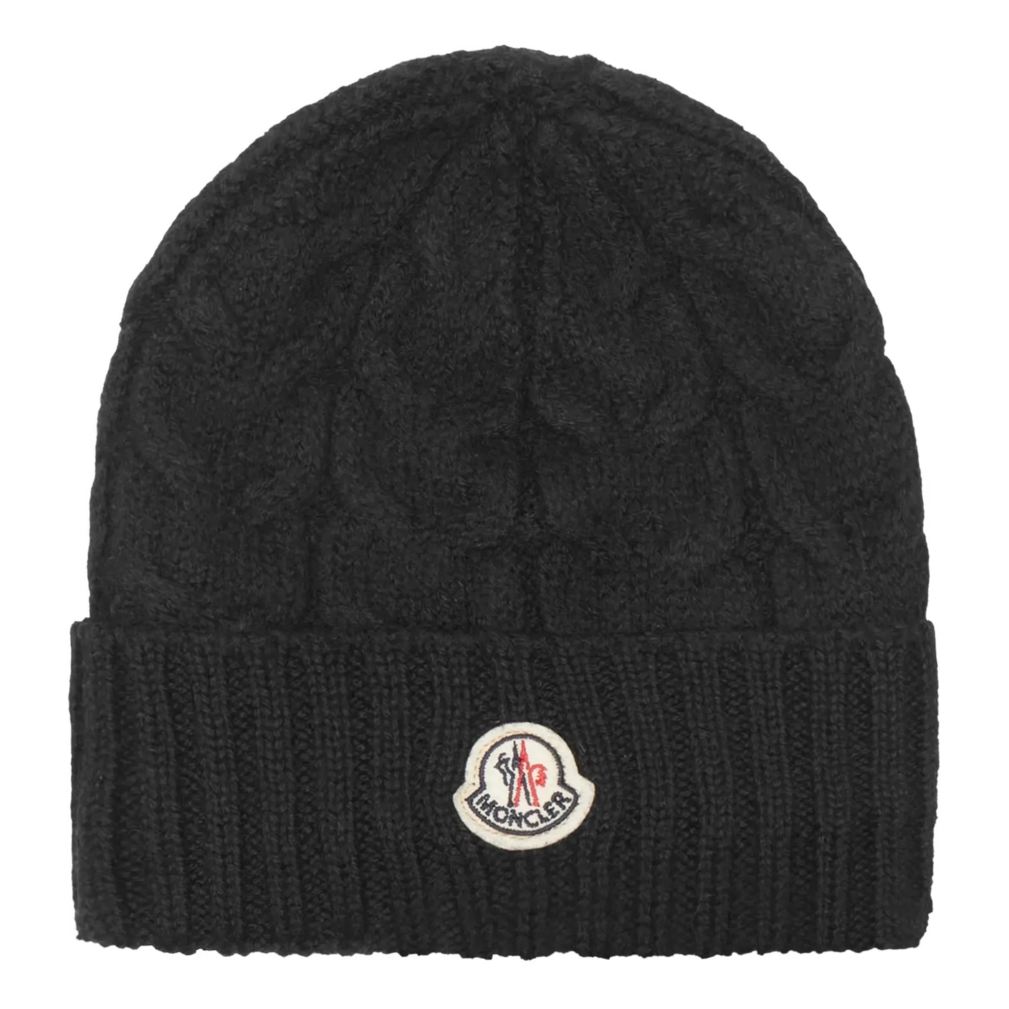 Moncler Logo Patch Kids Beanie - Preowned Luxury Winter Hat for Boys & Girls - Perfect for Cold Weather & Outdoor Activities