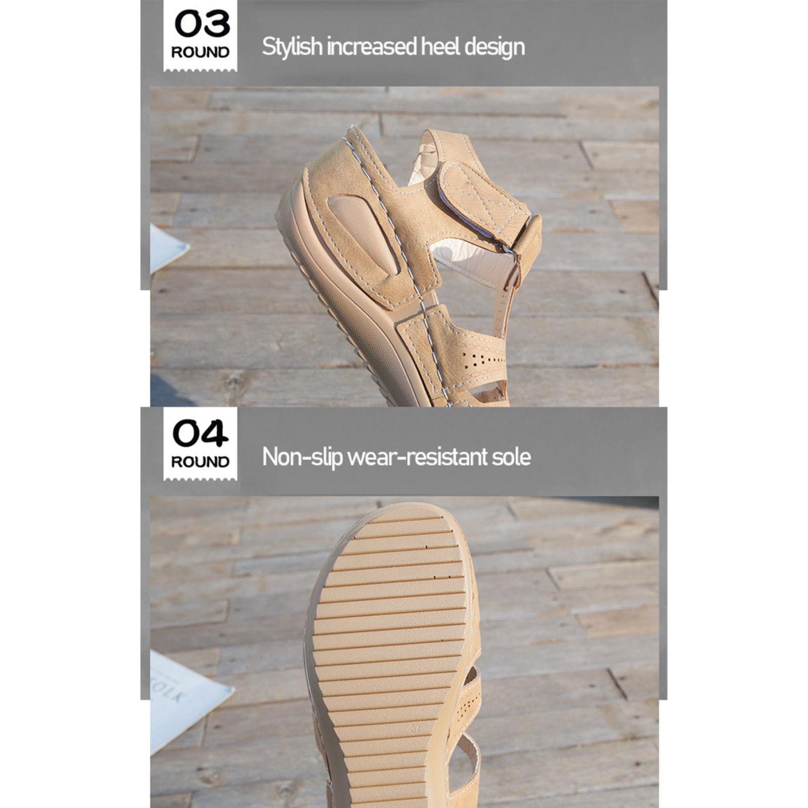 Women's Thick Sole Sandals - Soft Leather Closed Toe Vintage Anti-Slip Dressy Black Sandals | Perfect for Casual Outings, Beach Walks & Summer Fashion