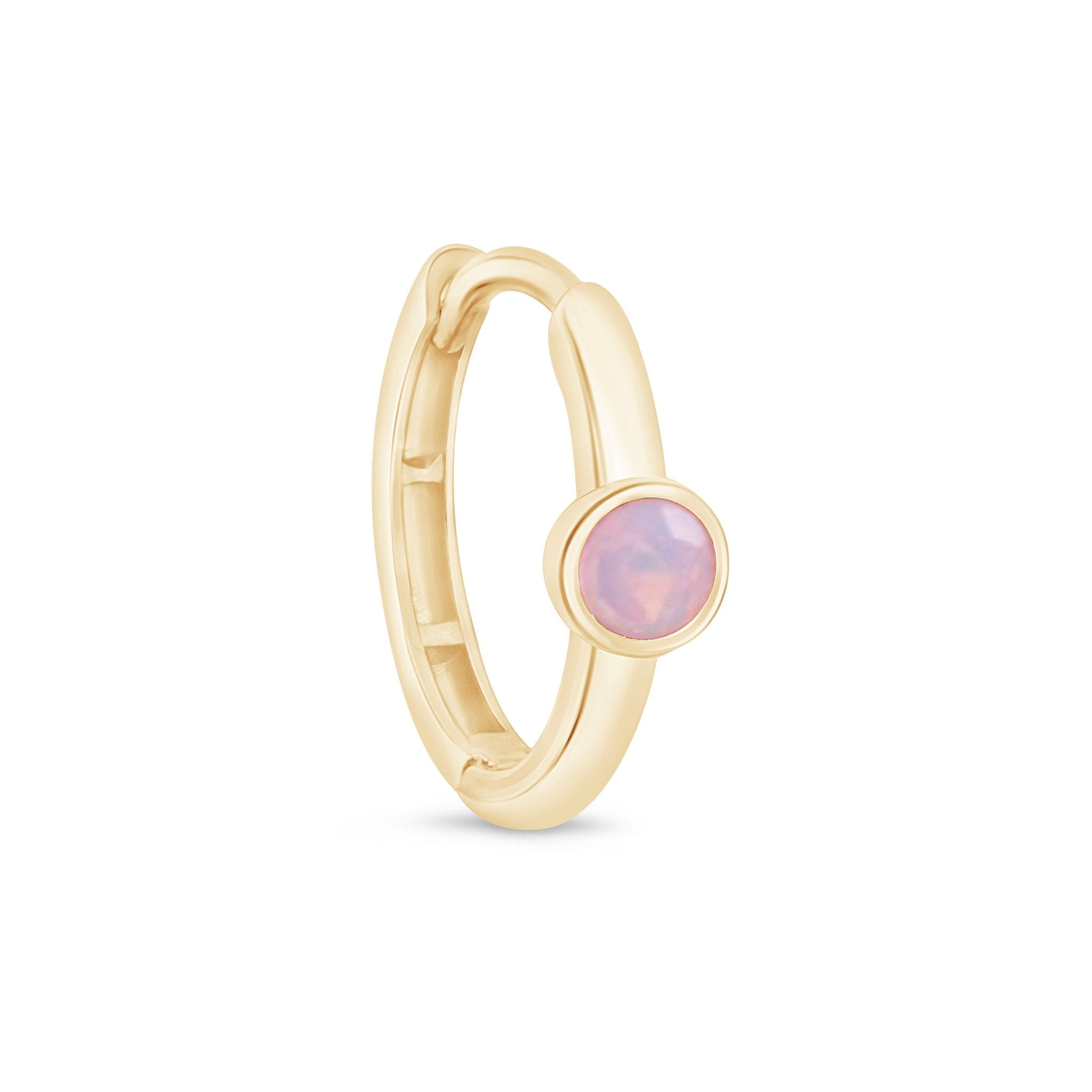 14K Yellow Gold Opal Huggie Earrings - Bezel Set for Secure Fit | Perfect for Everyday Wear, Gifts & Special Occasions