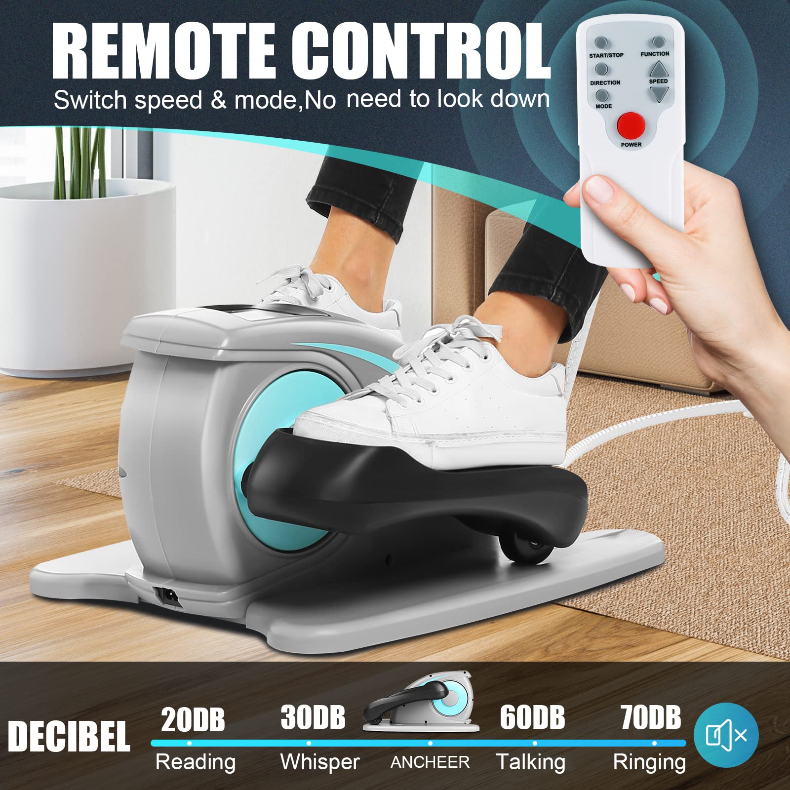 ANCHEER Under Desk Elliptical Machine - Portable Leg Exerciser for Home & Office Use with LCD Monitor, Remote Control & Massage Pedals | Ideal for Seniors, Sedentary Workers & Physical Therapy | Compact Seated Workout Equipment for Small Spaces